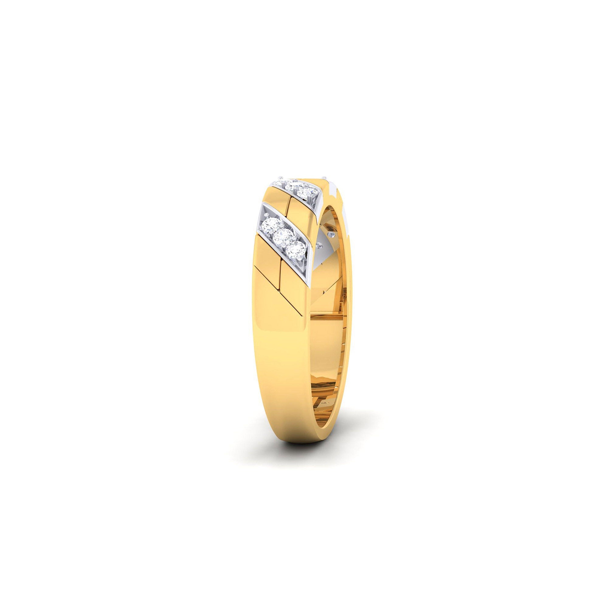 Adjustable Modern Silver Yellow Gold Diagonal Stripe Band