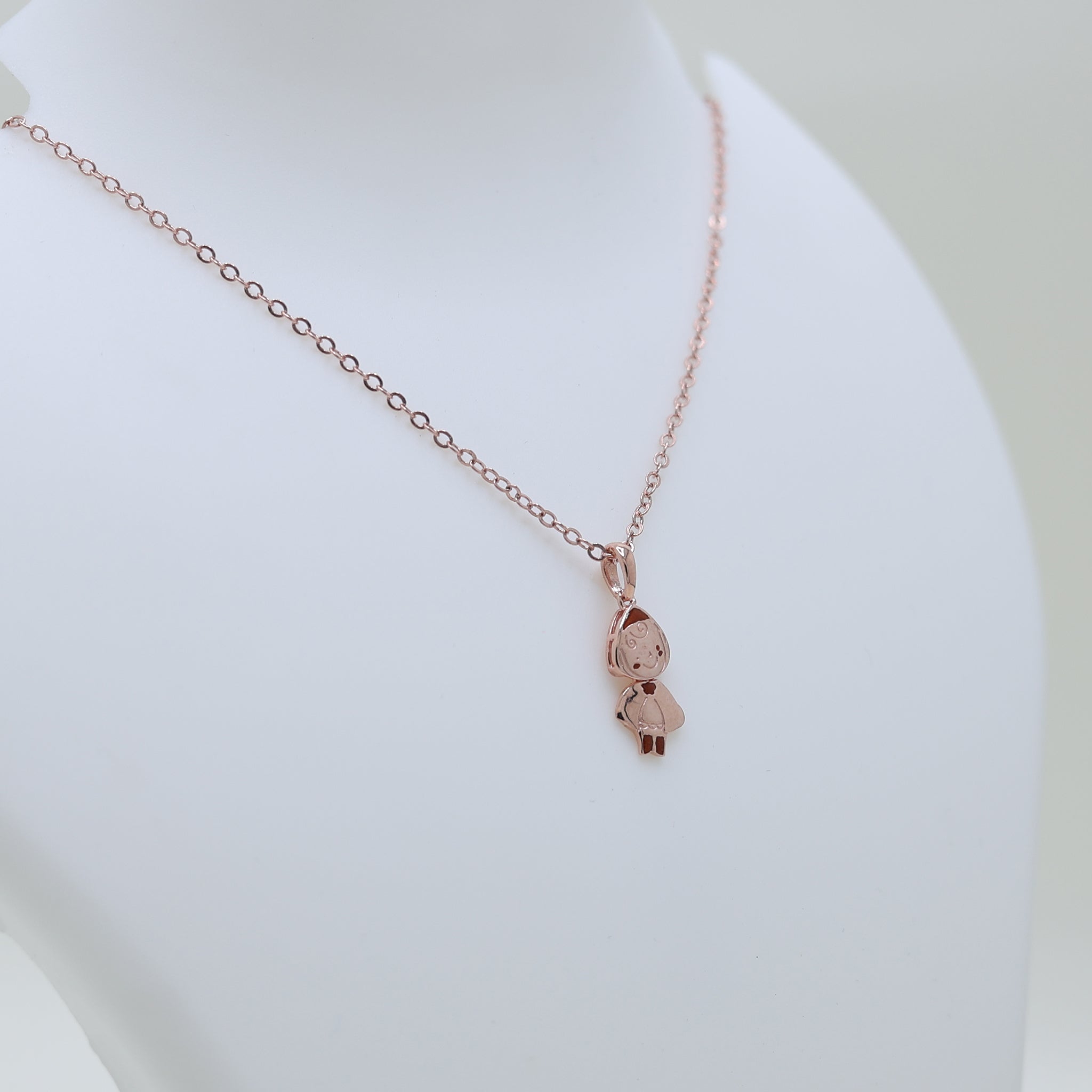 Silver Mini Cartoon-Inspired Small Child Figure Rose Gold Pendant For Kids