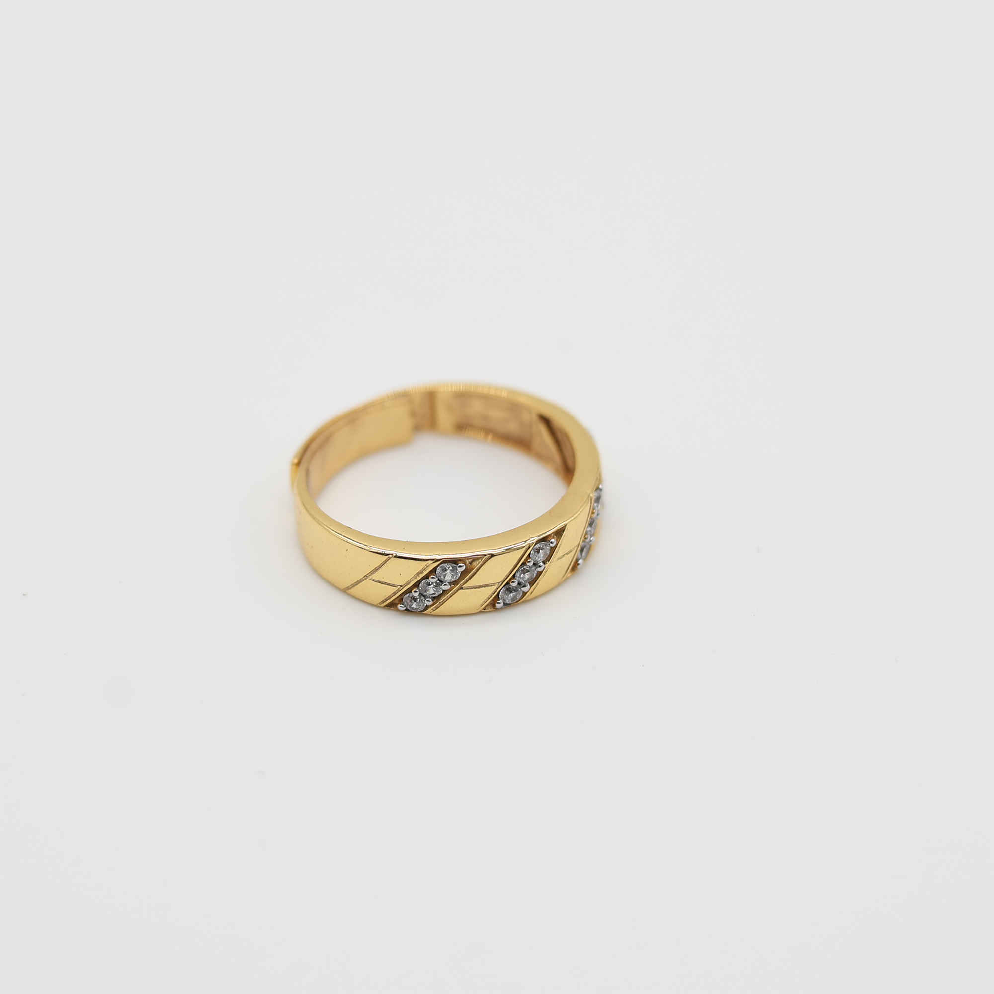 Adjustable Modern Silver Yellow Gold Diagonal Stripe Band