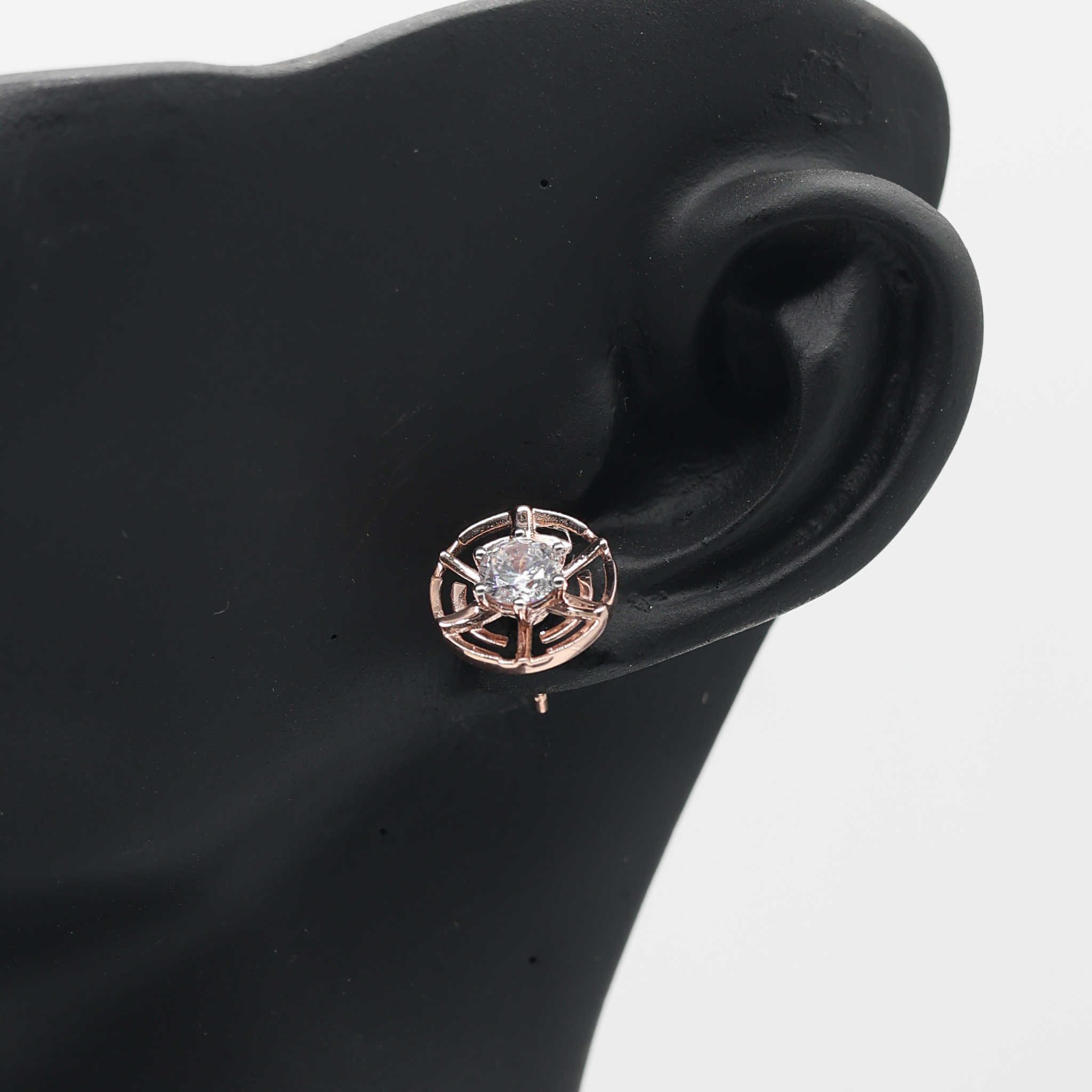 Rose Gold Adjustable Silver Geometric Round Stud Earrings For Woman