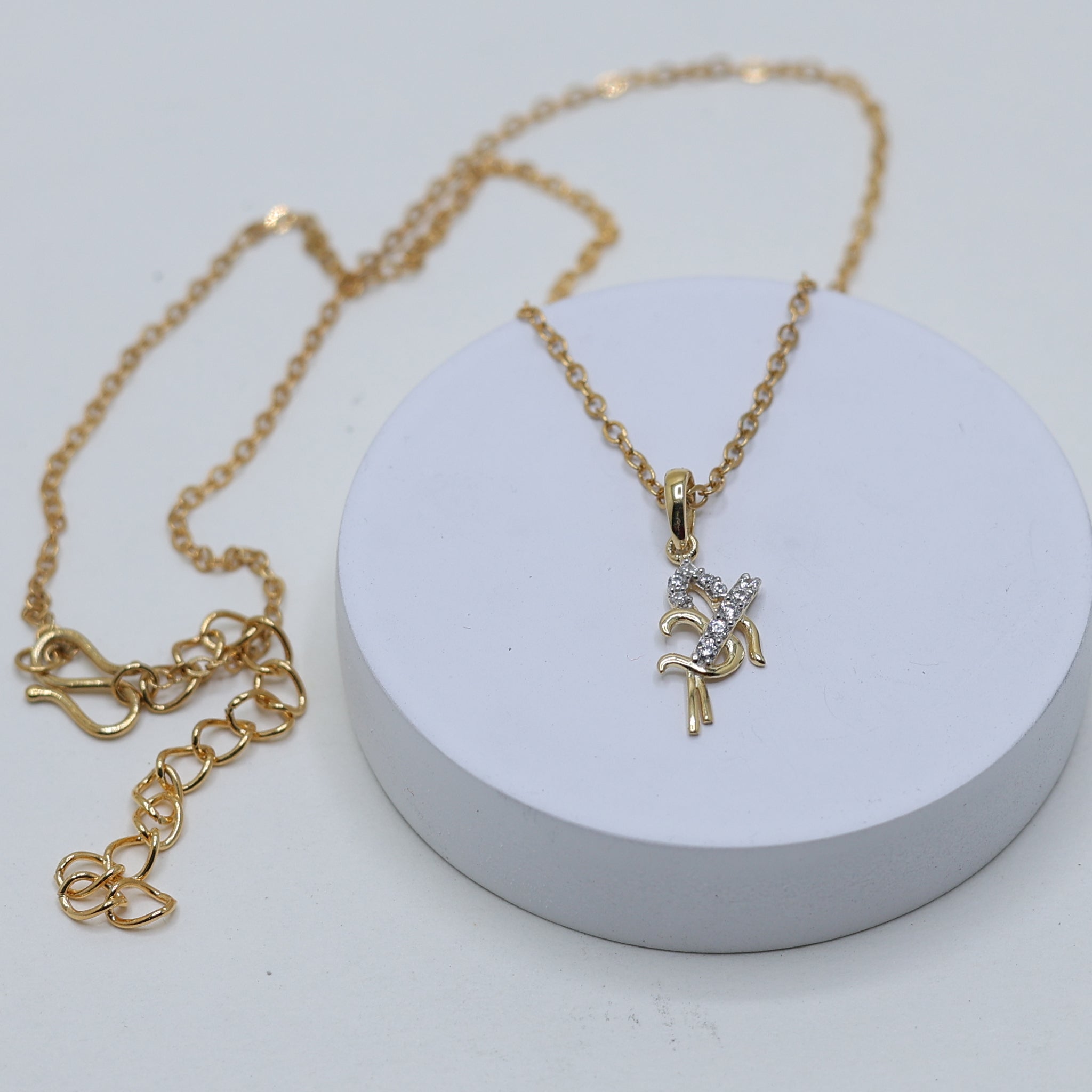 Elegant Symbolic Silver Yellow Gold Om Pendant for Kids