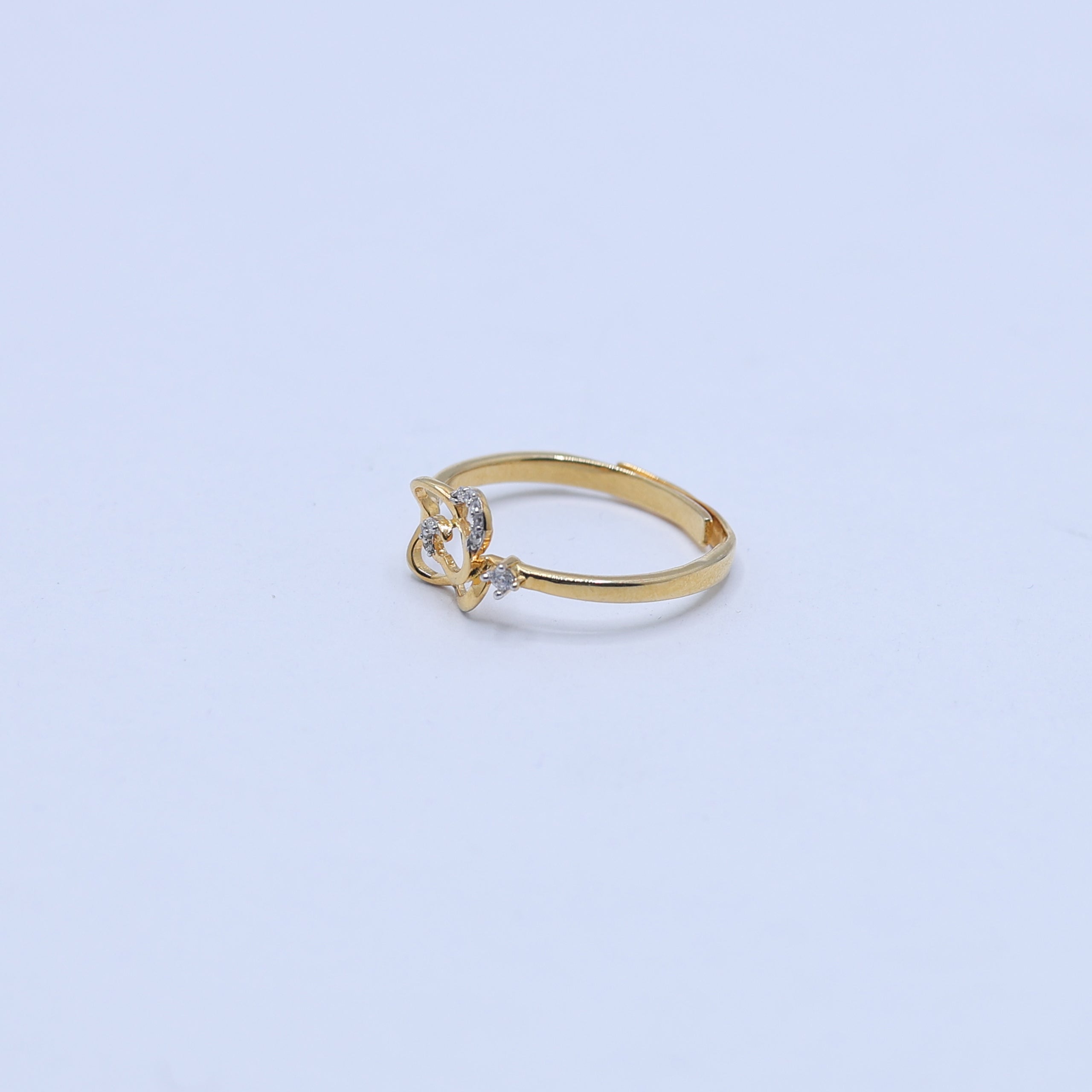 Yellow Gold Plated Adjustable Open Floral Silver Elegant Ring For Women