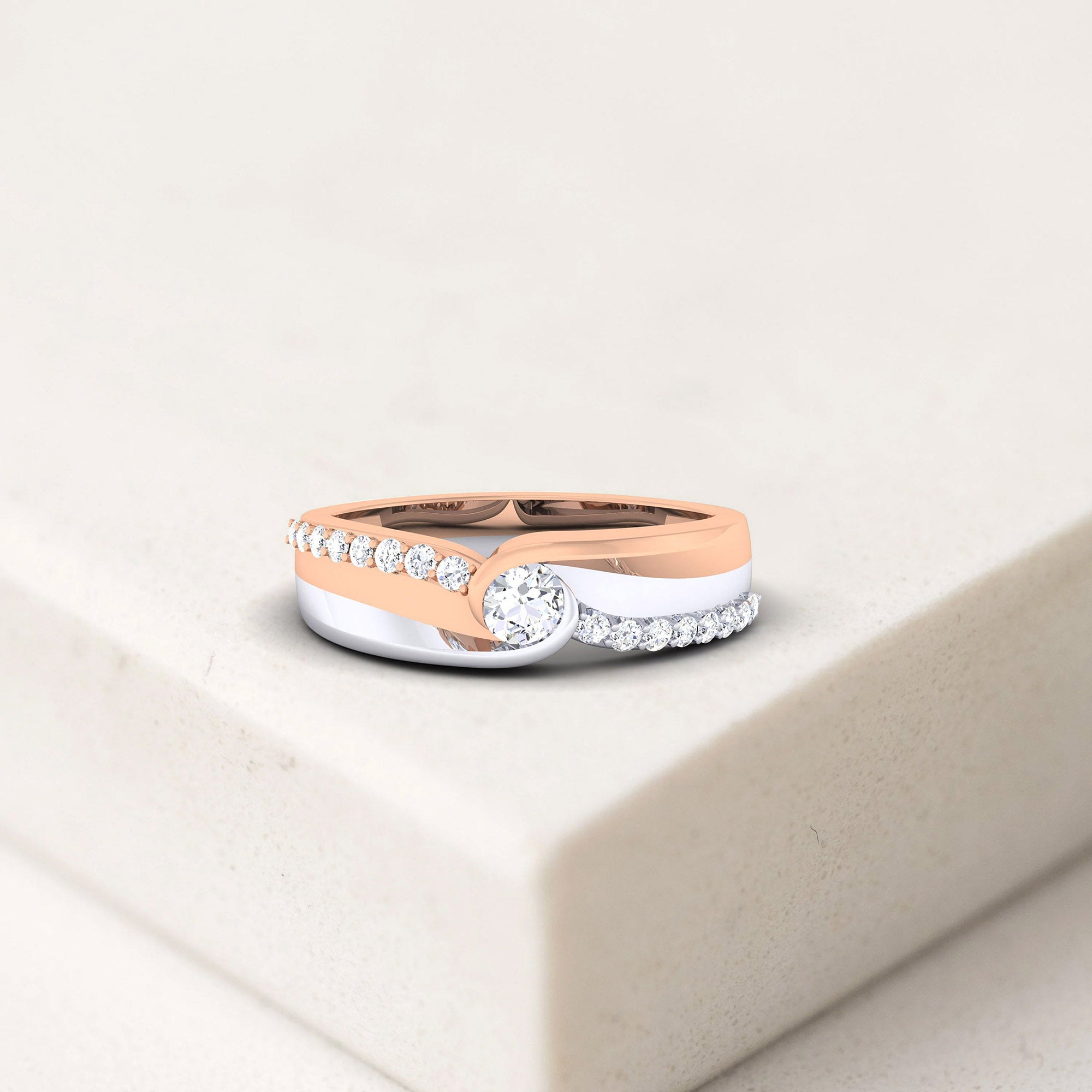 Adjustable Brilliant Silver Rose Gold Dual-Tone Pave Band