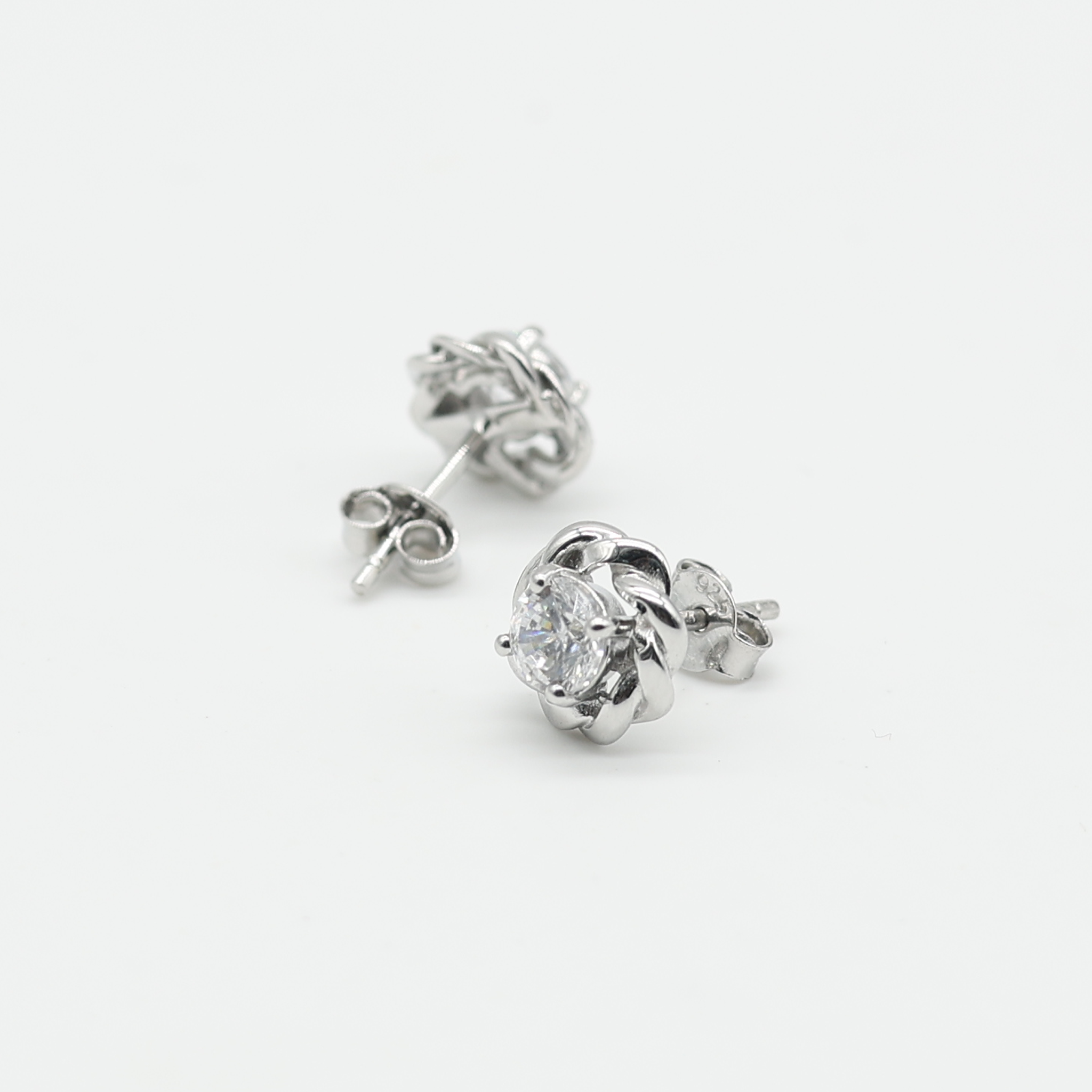 Delicate Floral Knot Silver White Gold Plated Earrings For Women