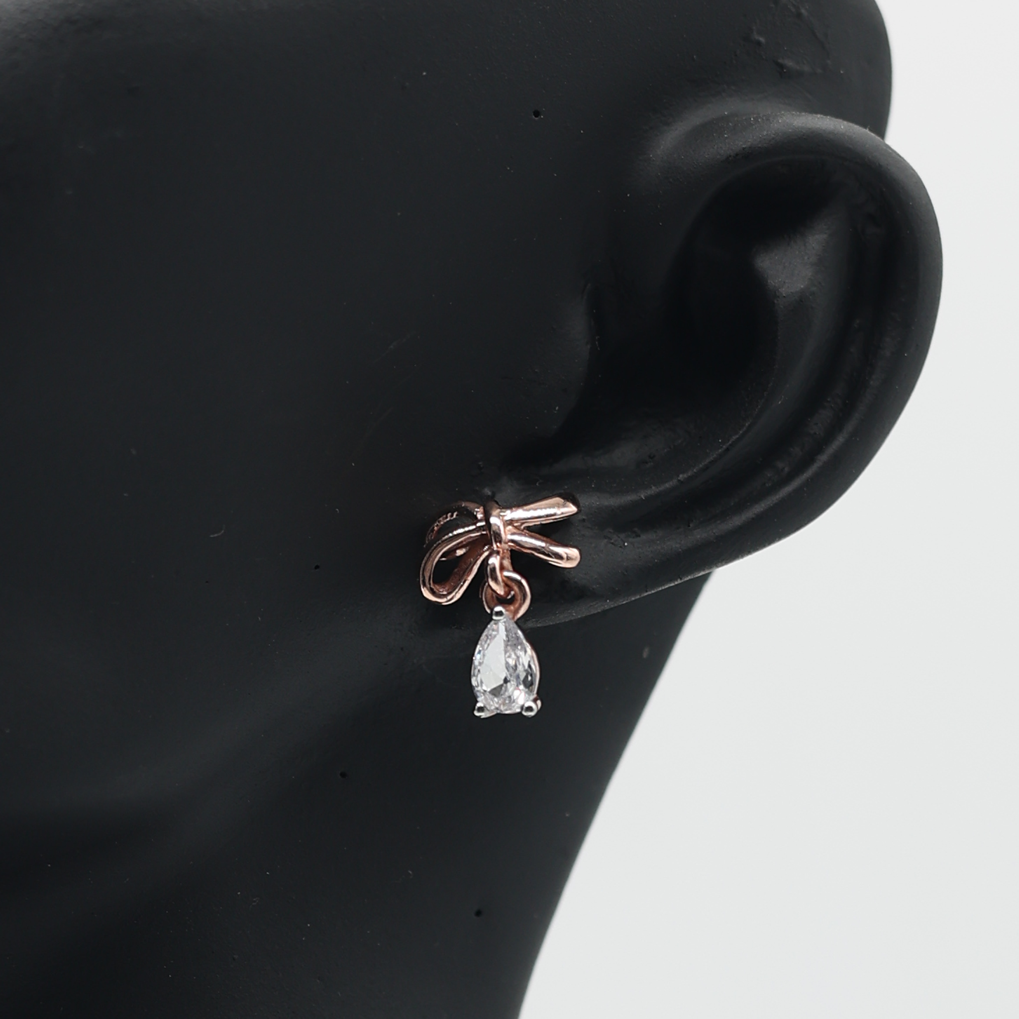 Elegant Bow Teardrop Silver Rose Gold Plated Earrings For Women