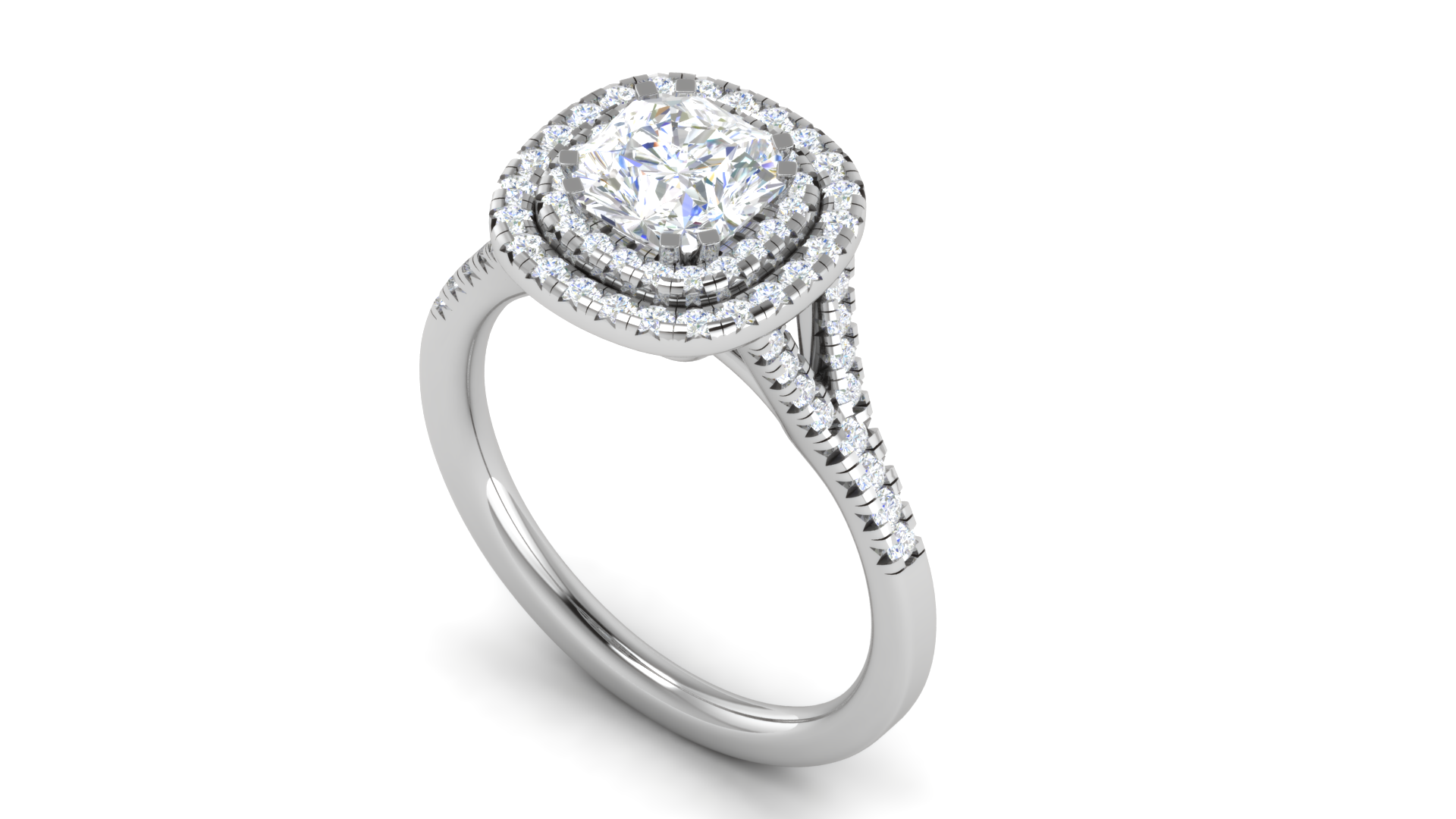 Solitaire White Gold Adjustable Silver Cushion Ring For Women