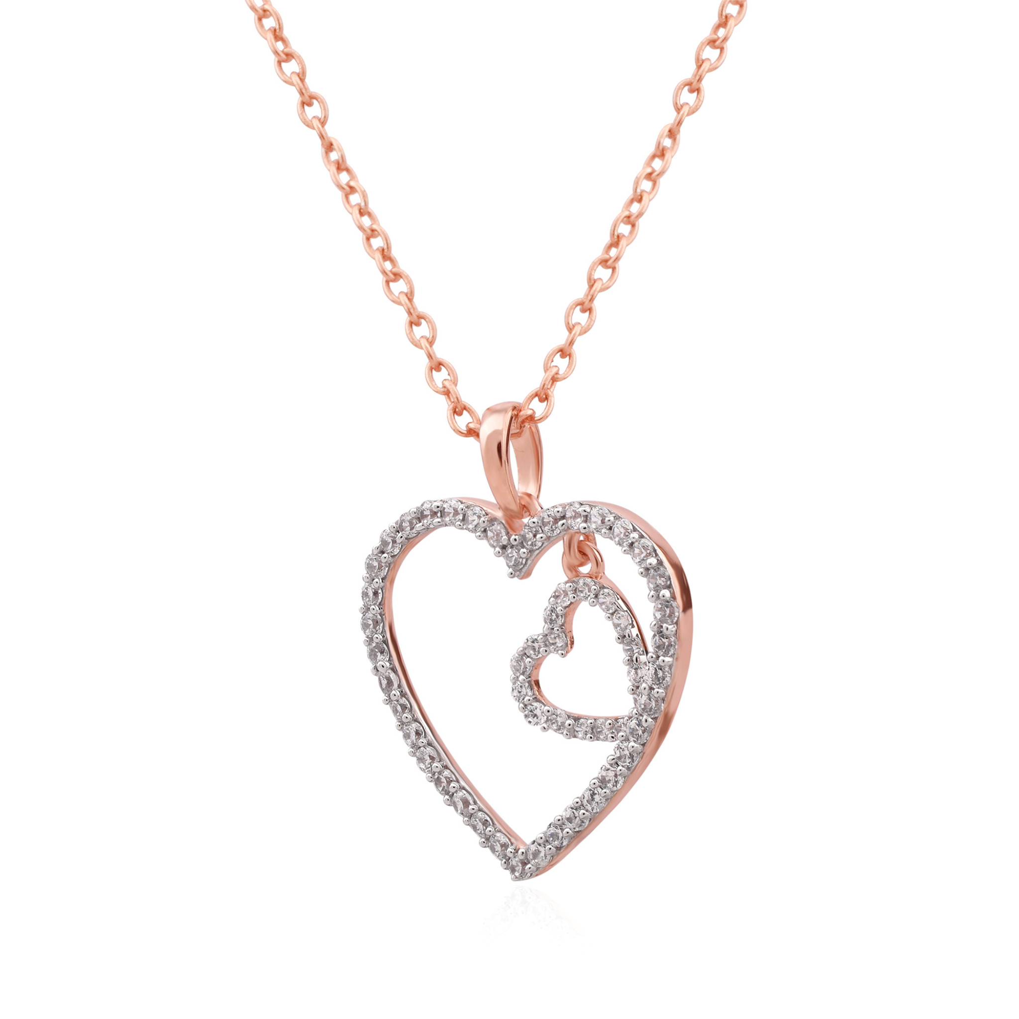 Silver Modern Adjustable Double Heart Rose Gold Pendant For Women