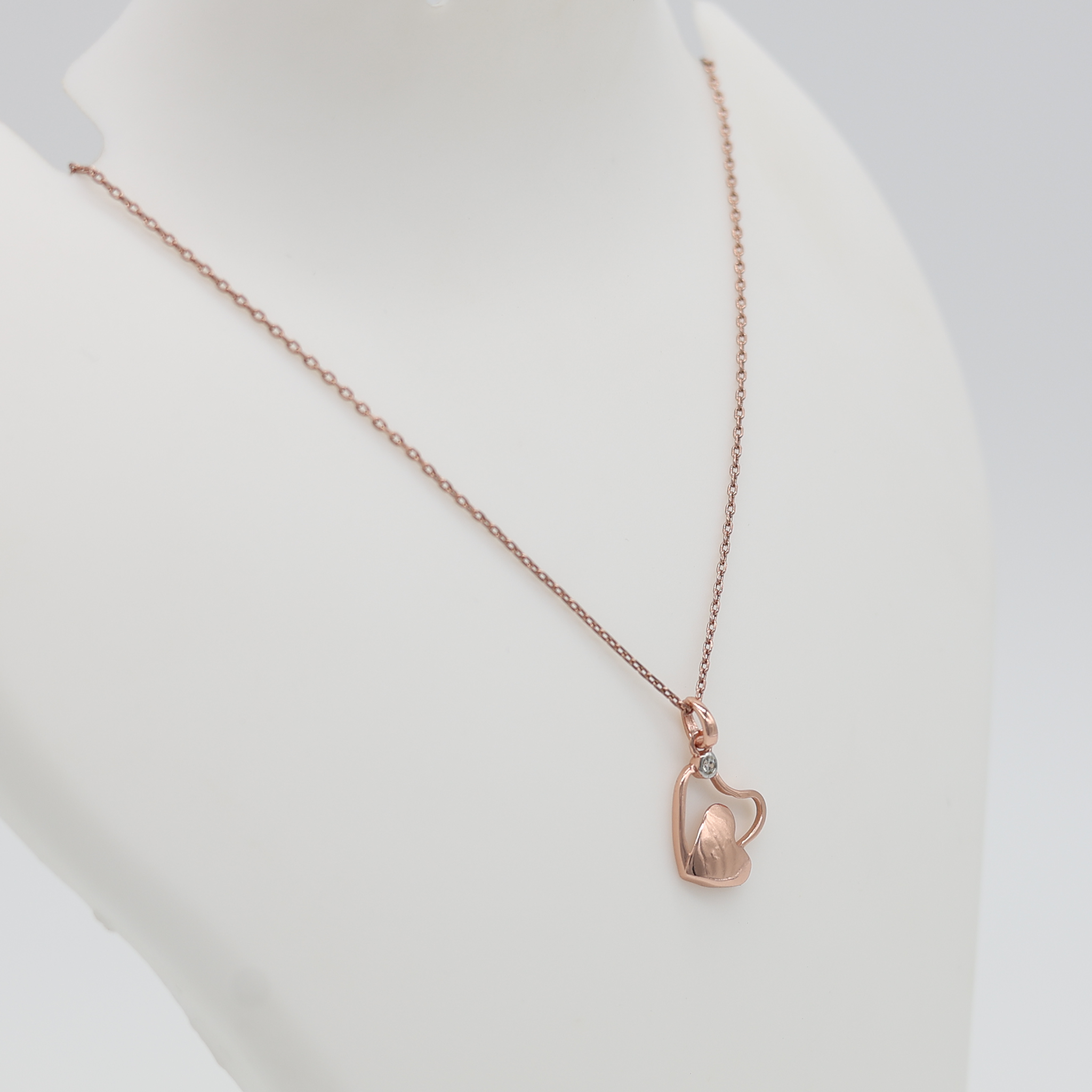 Silver Twisted Adjustable Heart Rose Gold Pendant For Women