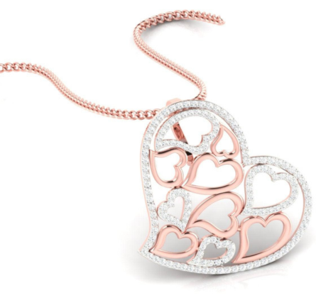 Silver Crystal Adjustable Small Heart Pattern Rose Gold Pendant For Women