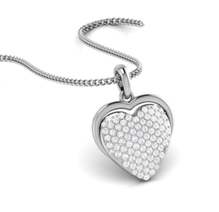 Silver Sparkling Adjustable Heart White Gold Pendant For Women