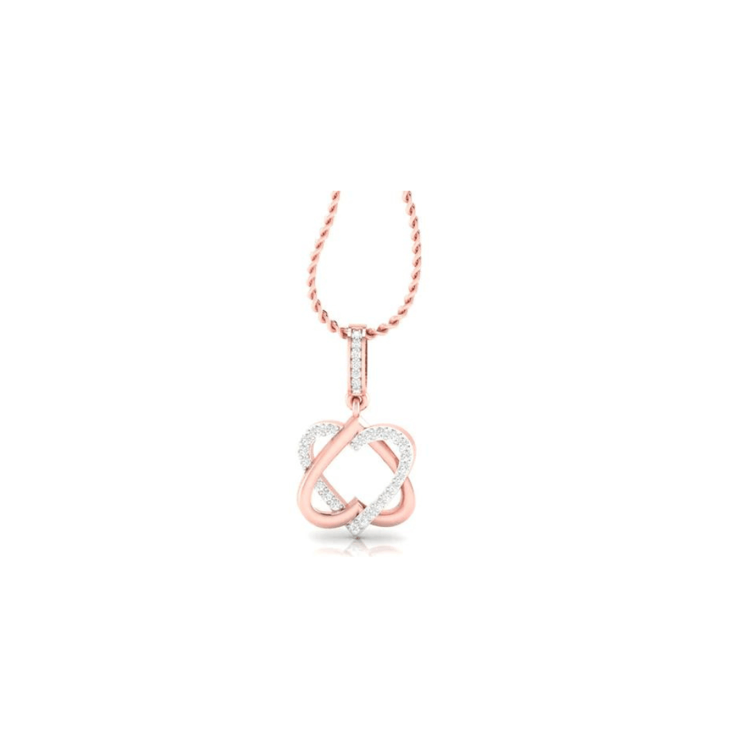 Silver Elegant Adjustable Interlock Double Heart Rose Gold Pendant For Women