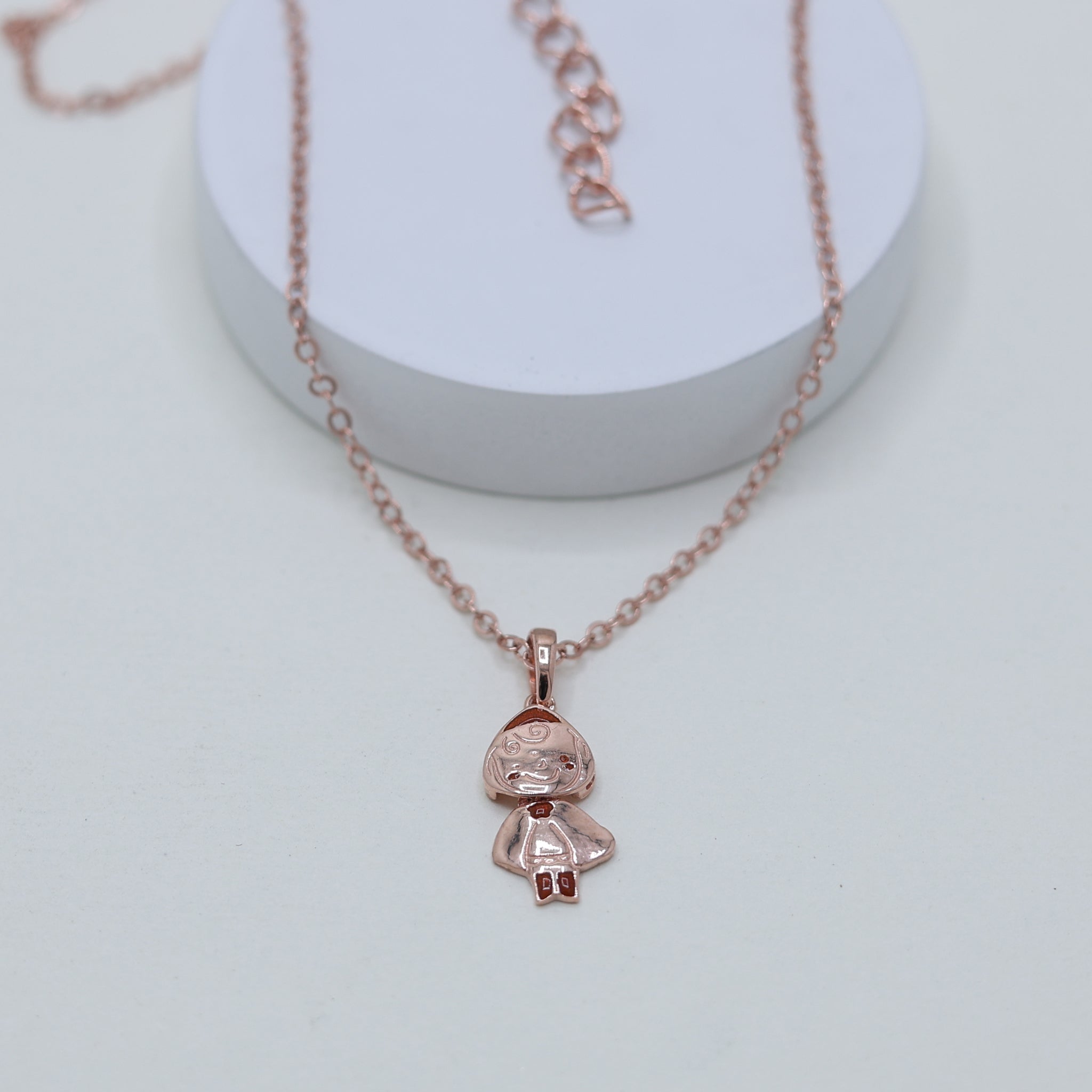 Silver Mini Cartoon-Inspired Small Child Figure Rose Gold Pendant For Kids