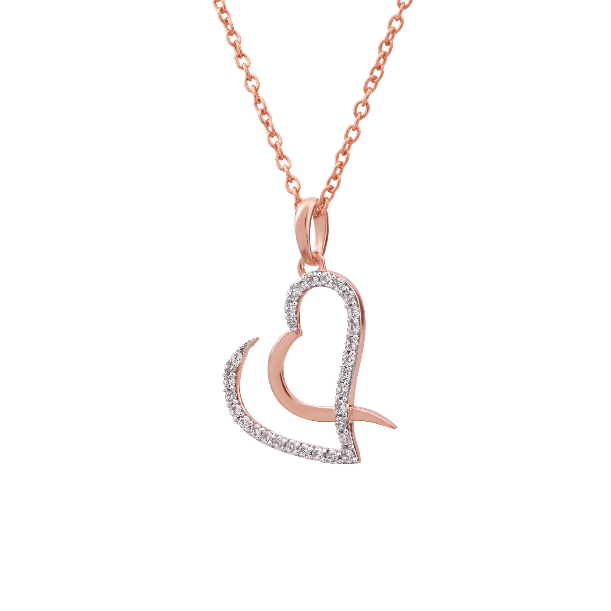 Silver Enchanting Adjustable Open-Heart Rose Gold Pendant For Women