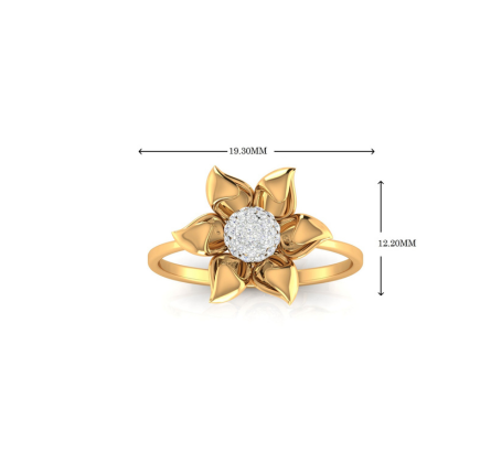 Yellow Gold Adjustable Silver Lotus Bloom Diamond Accent Ring For Woman