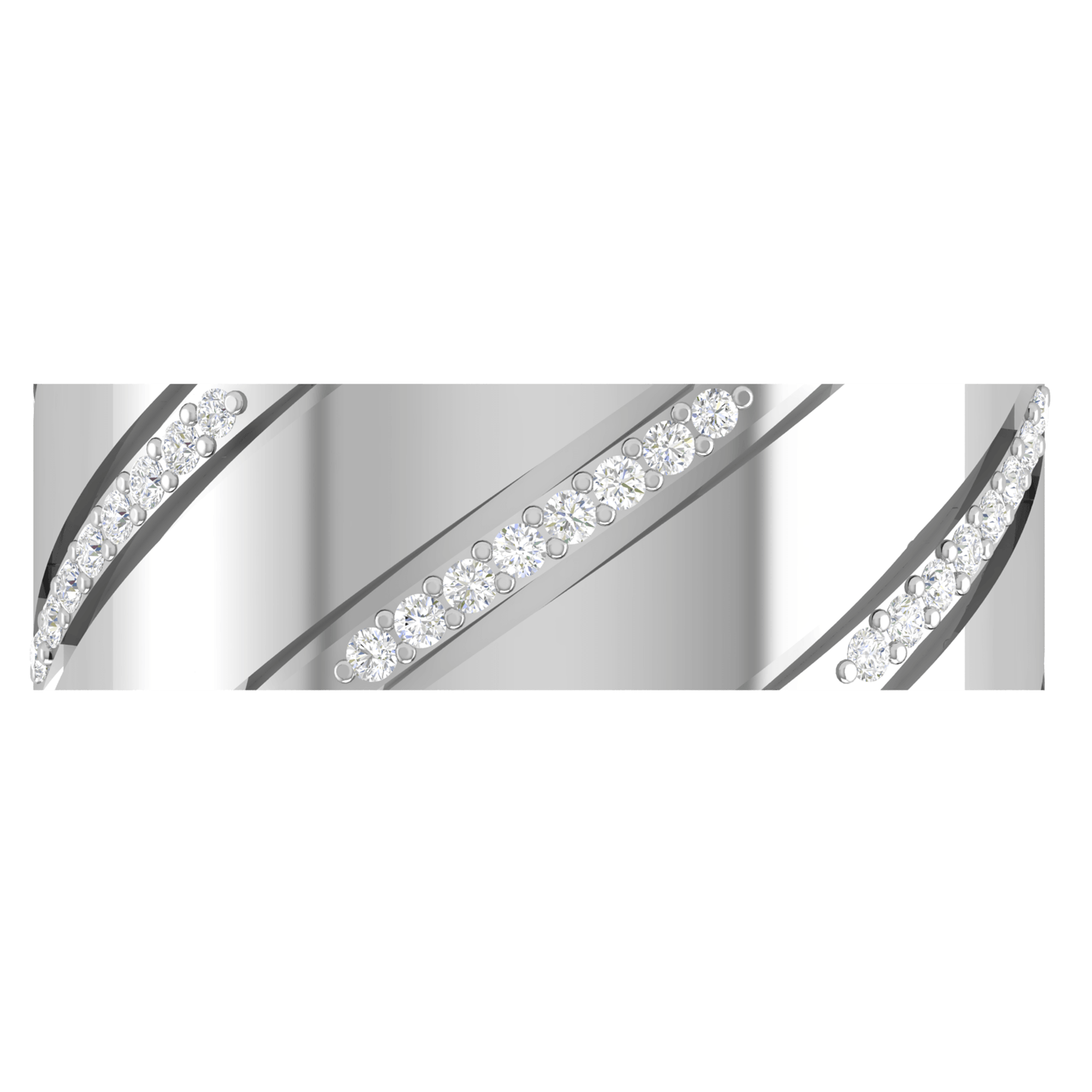 Layered White Gold Adjustable Silver Striped Band