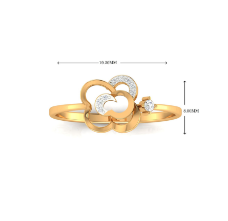 Yellow Gold Plated Adjustable Open Floral Silver Elegant Ring For Women