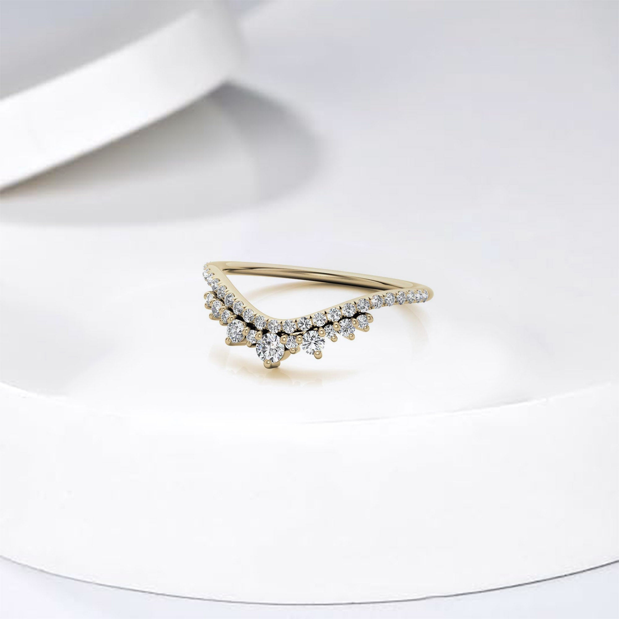 Yellow Gold Silver Modern Double Layered Adjustable Chevron Ring For Woman