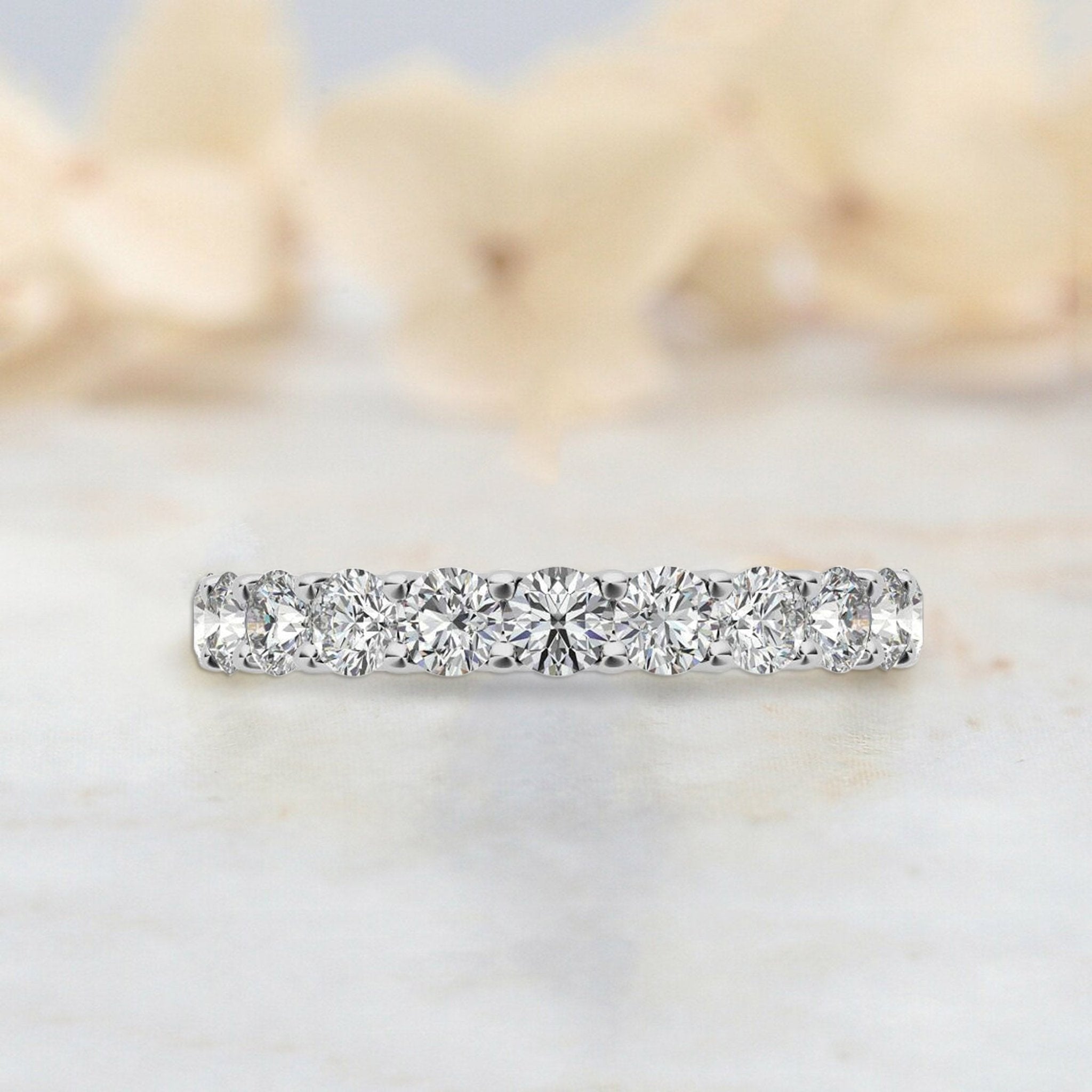 White Gold Silver Sparkling Adjustable Halfway Eternity Band For Woman