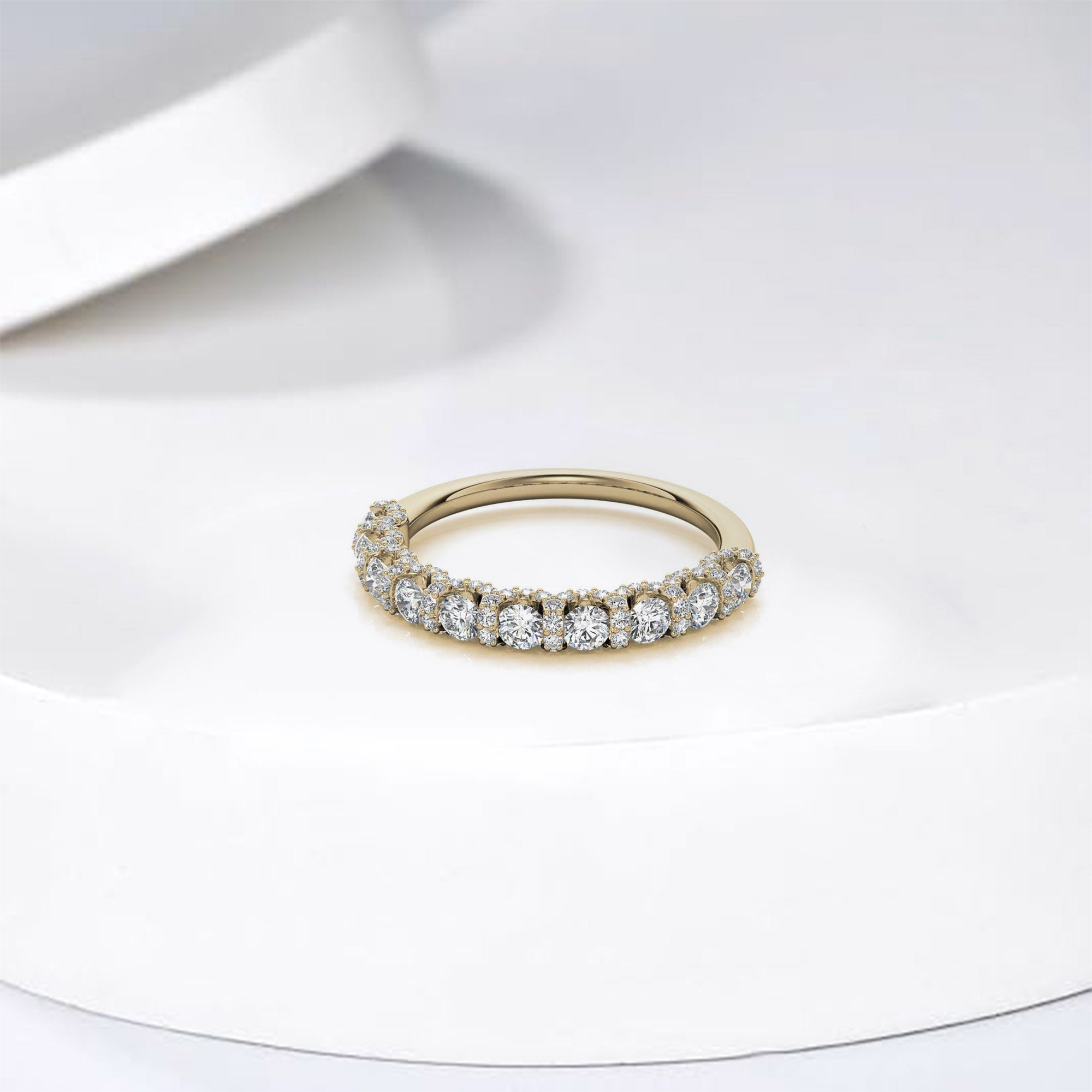 Yellow Gold Silver Luxurious Adjustable Half-Eternity Bridal Ring For Woman