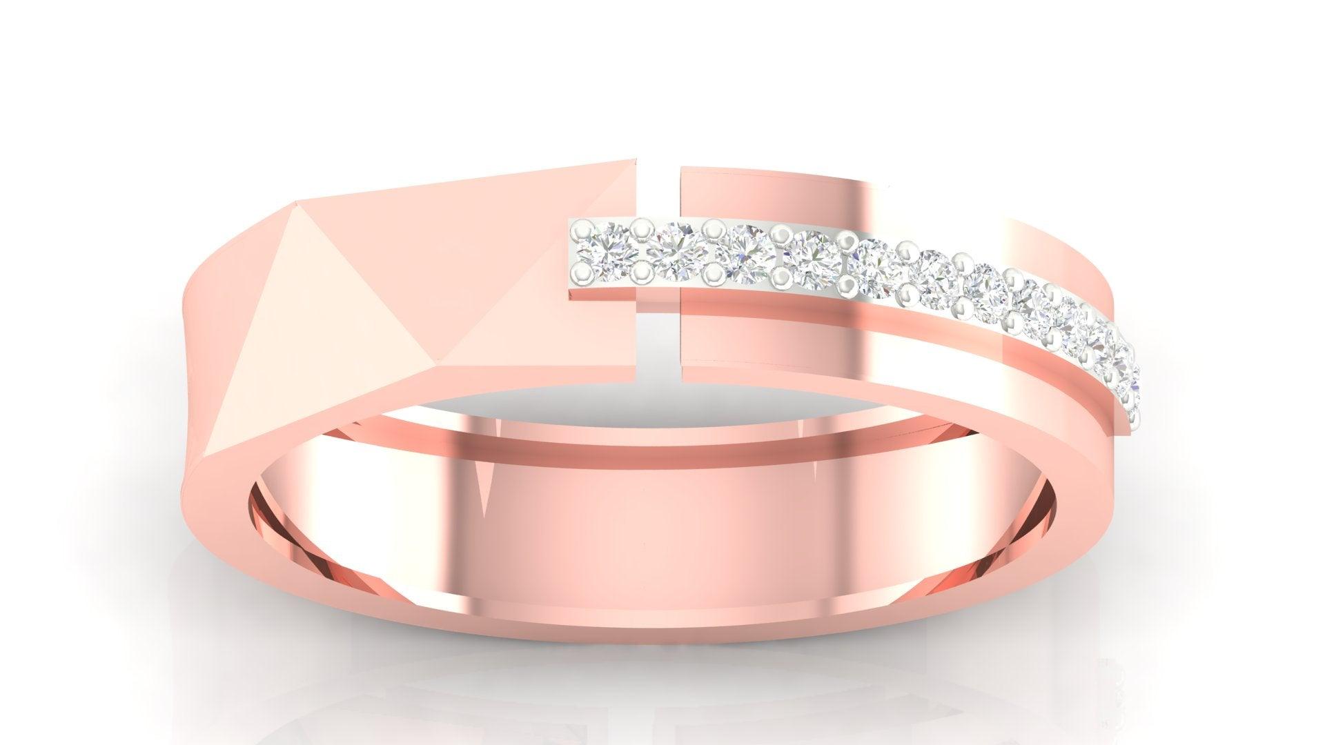 Split Rose Gold Adjustable Silver Modern Band For Couple