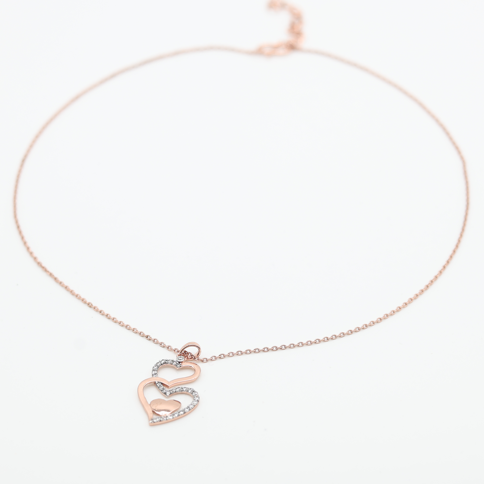 Silver Elegant Adjustable Heart Layer Rose Gold Pendant For Women