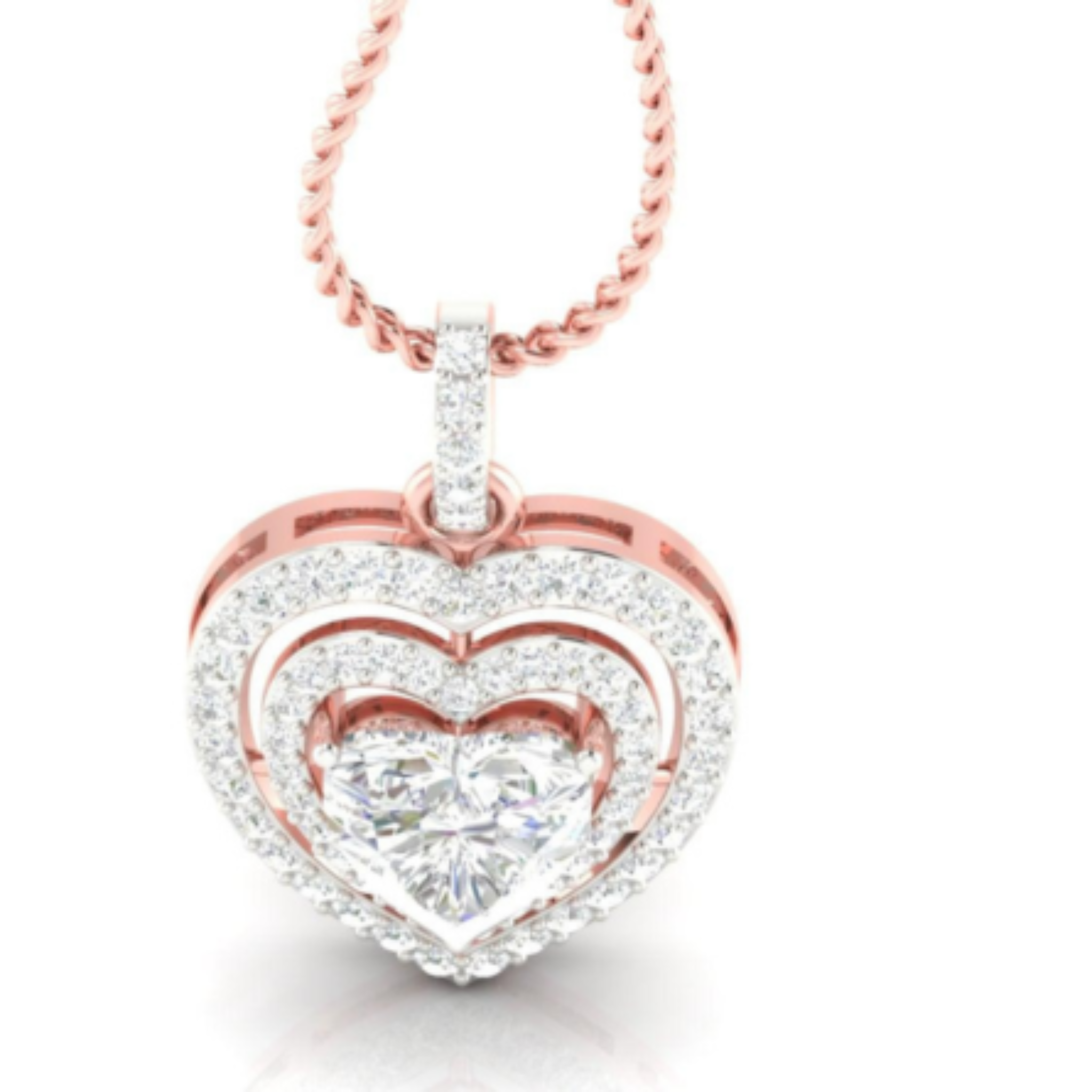 Silver Sparkling Adjustable Intertwined Triple Heart Rose Gold Pendant For Women