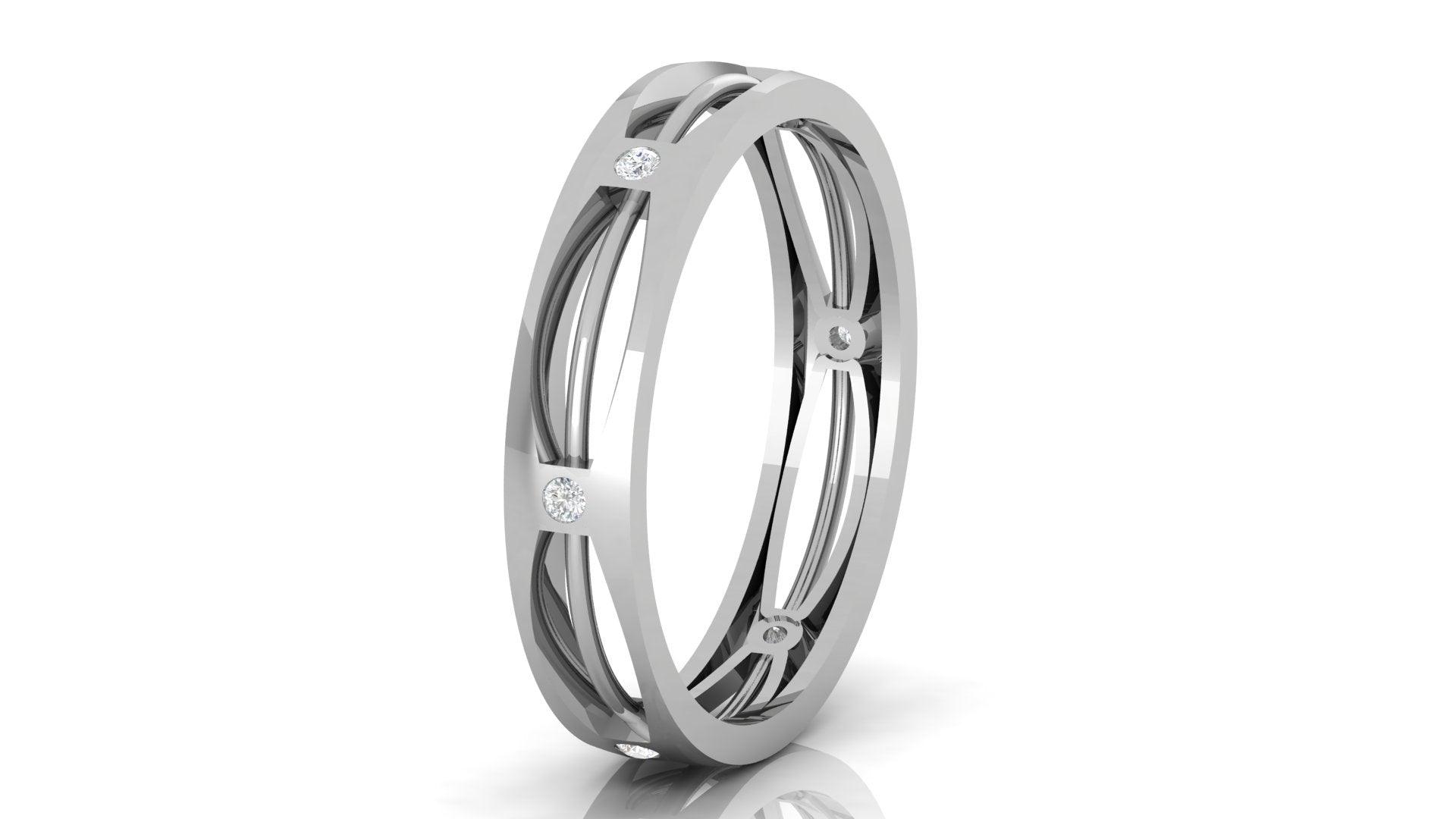 Adjustable Silver White Gold Elegant Open-Pattern Band For Couple