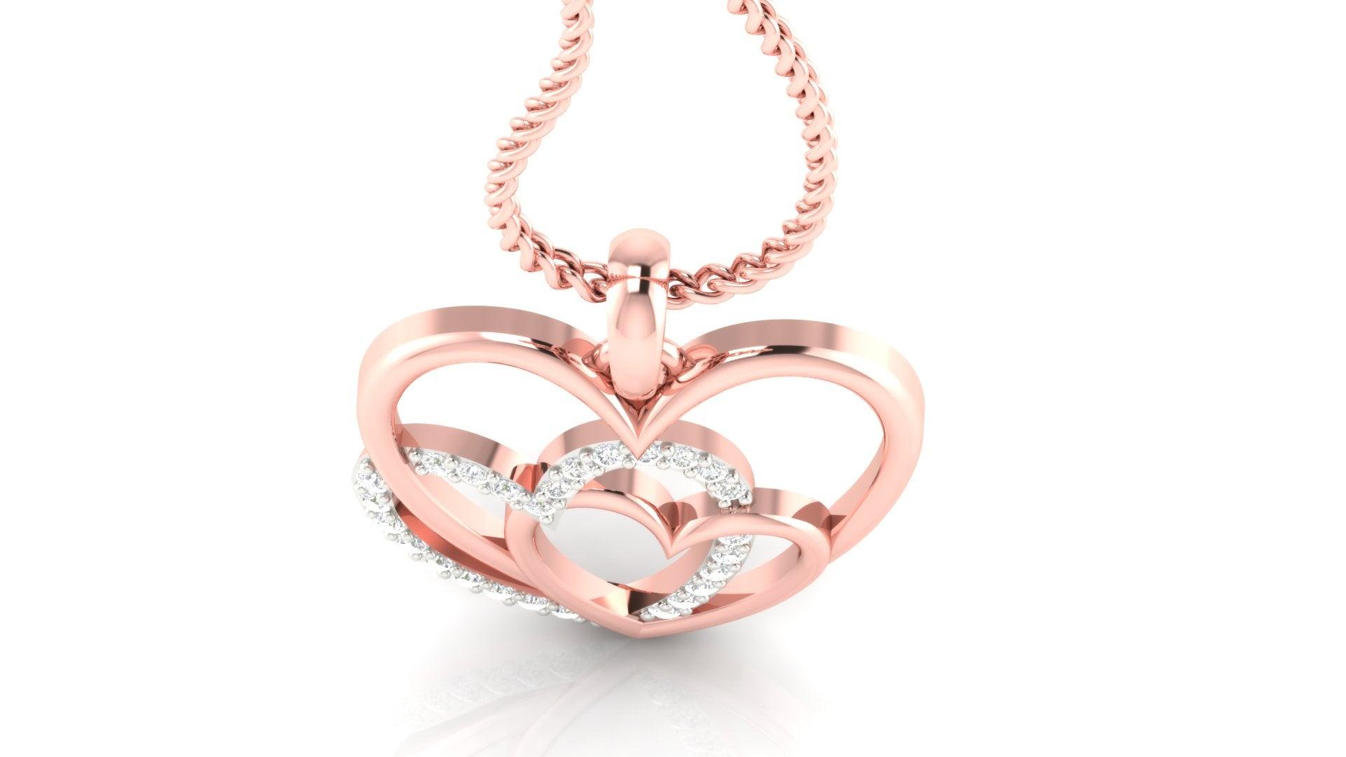 Silver Radiant Adjustable Interlock Triple Heart Rose Gold Pendant For Women