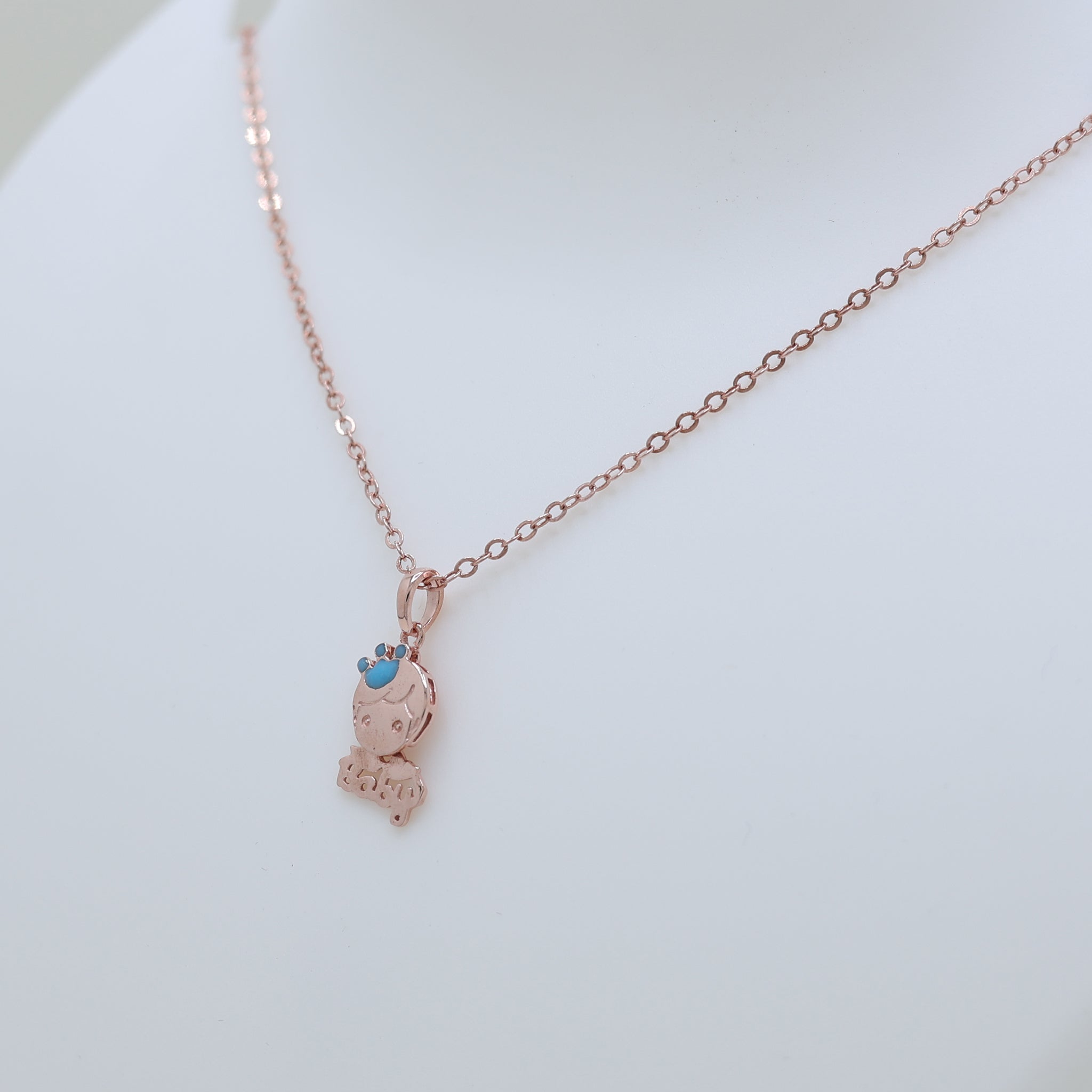 Silver Newborn Baby's Blissful Minimalist Child's Face Rose Gold Pendant For Kids