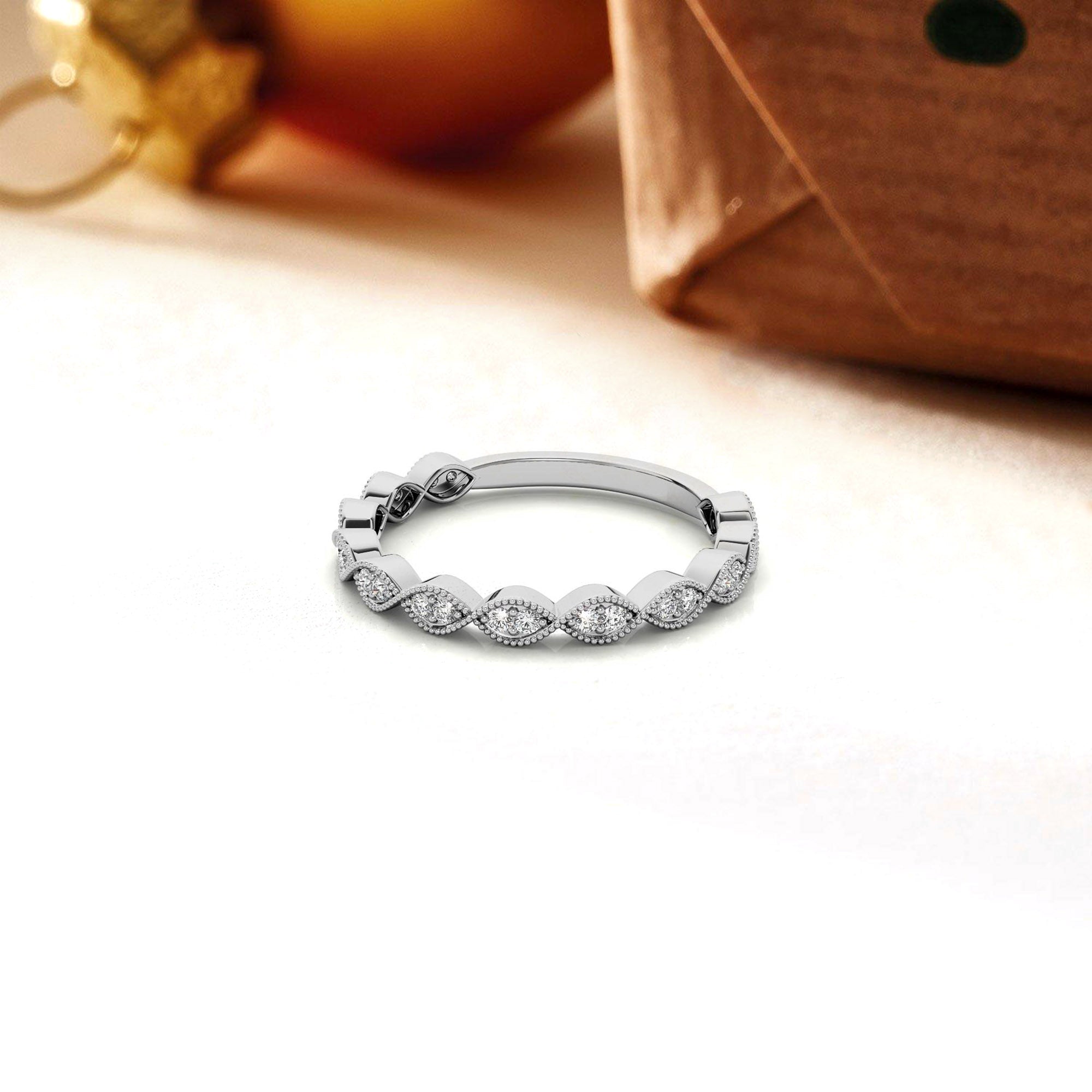 White Gold Silver Certified Lab Grown Adjustable Pristine River Flow Ring For Woman