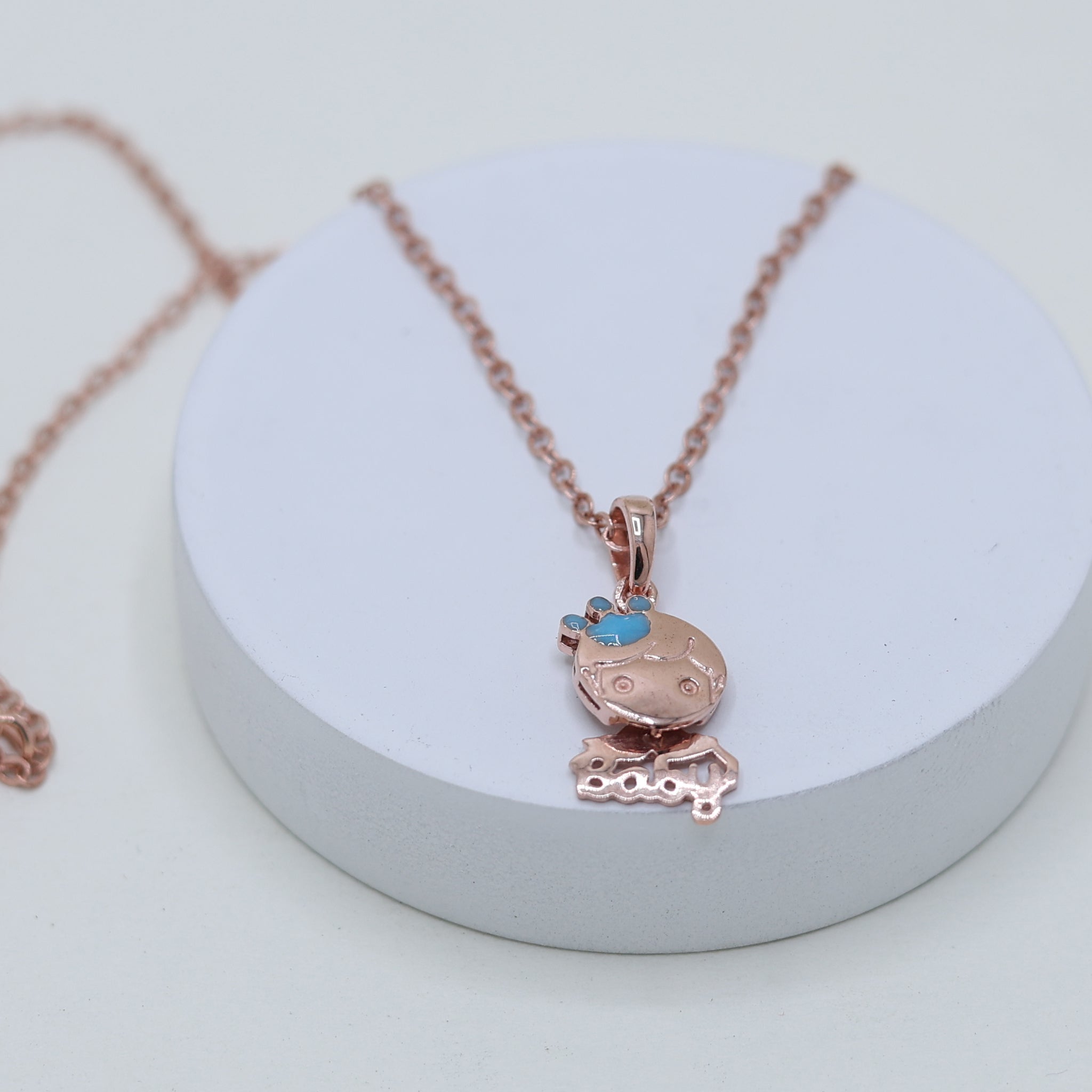 Silver Newborn Baby's Blissful Minimalist Child's Face Rose Gold Pendant For Kids