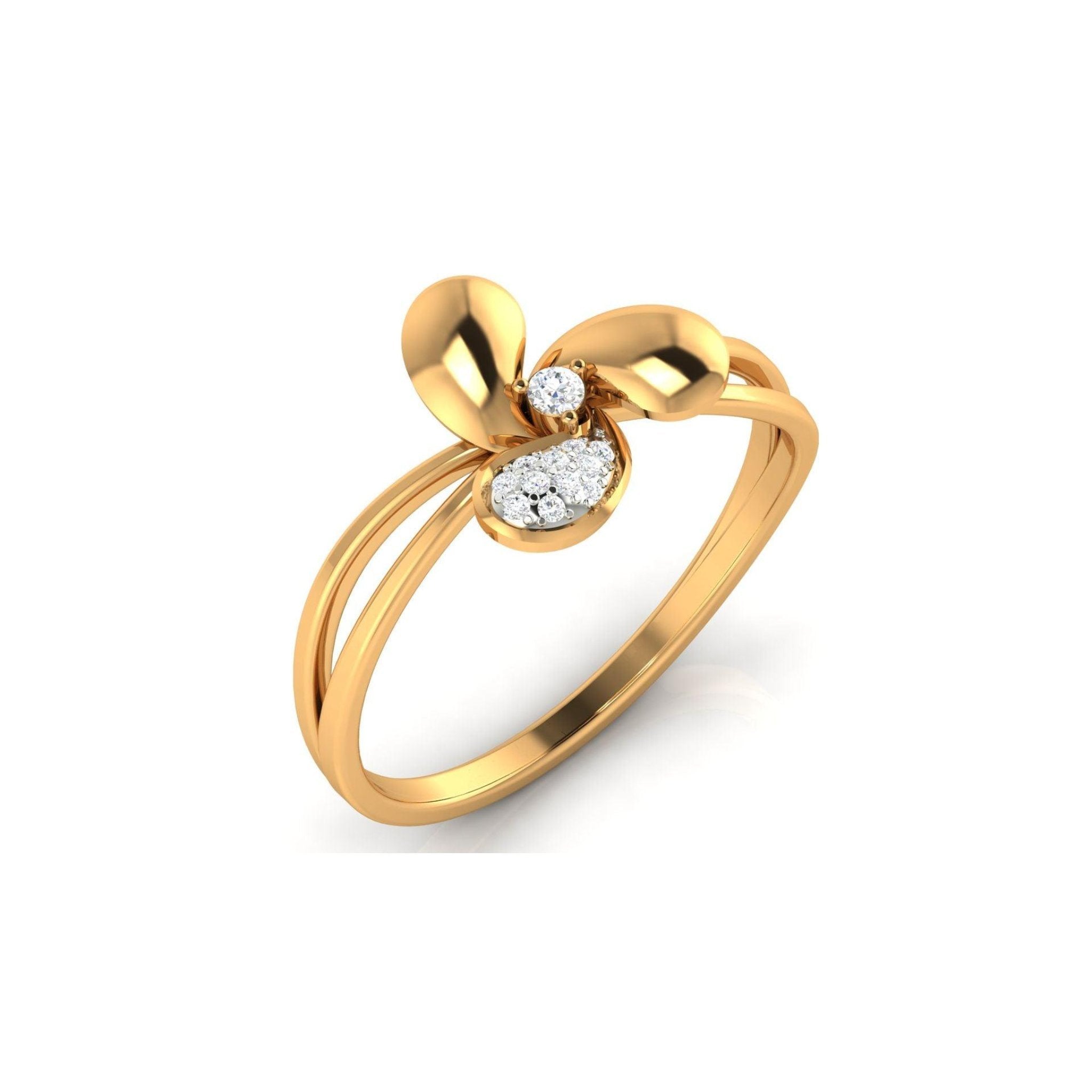 Yellow Gold Plated Adjustable Petal Silver Stylish Ring For Women