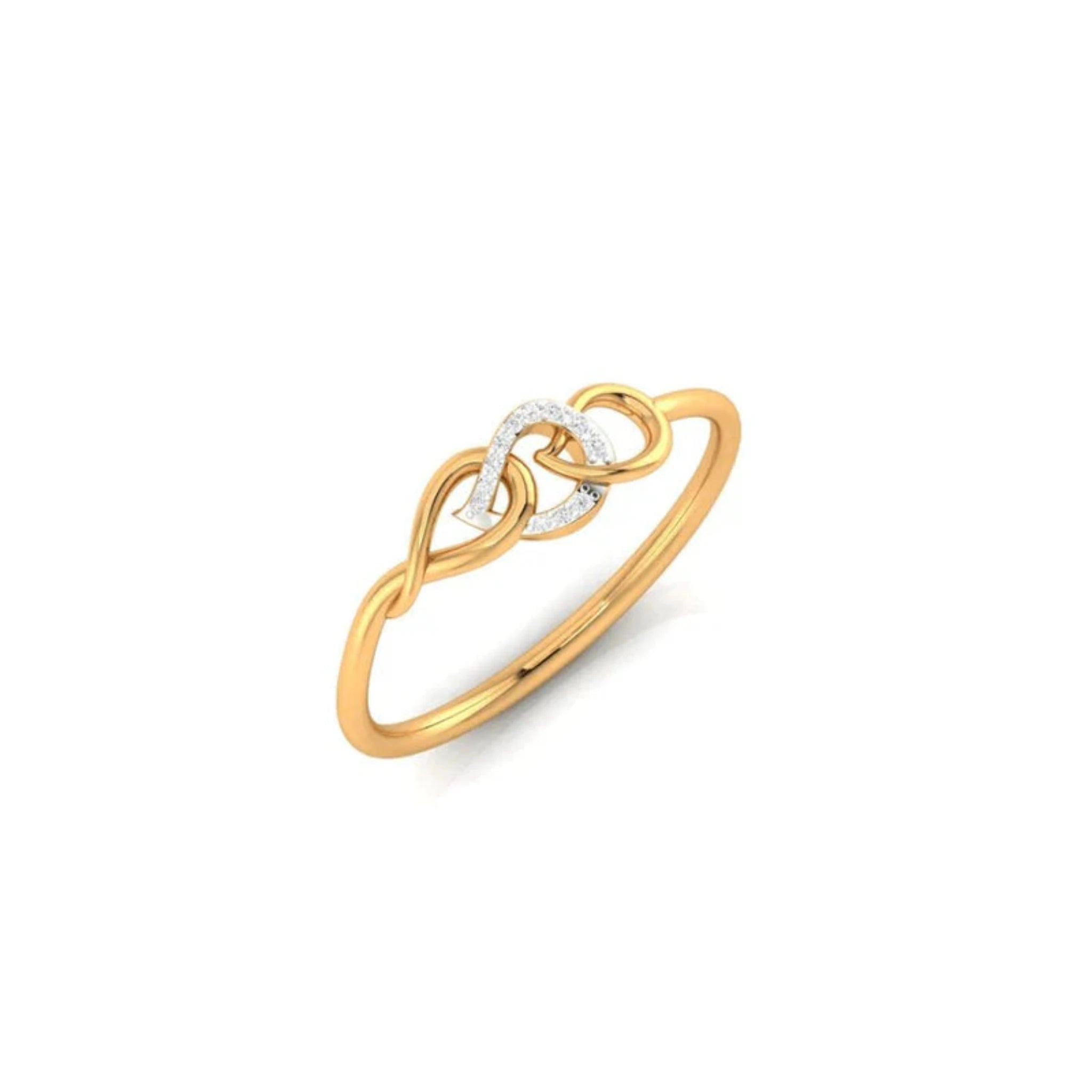 Yellow Gold Adjustable Silver Twisted Knot Pave Set Ring For Woman