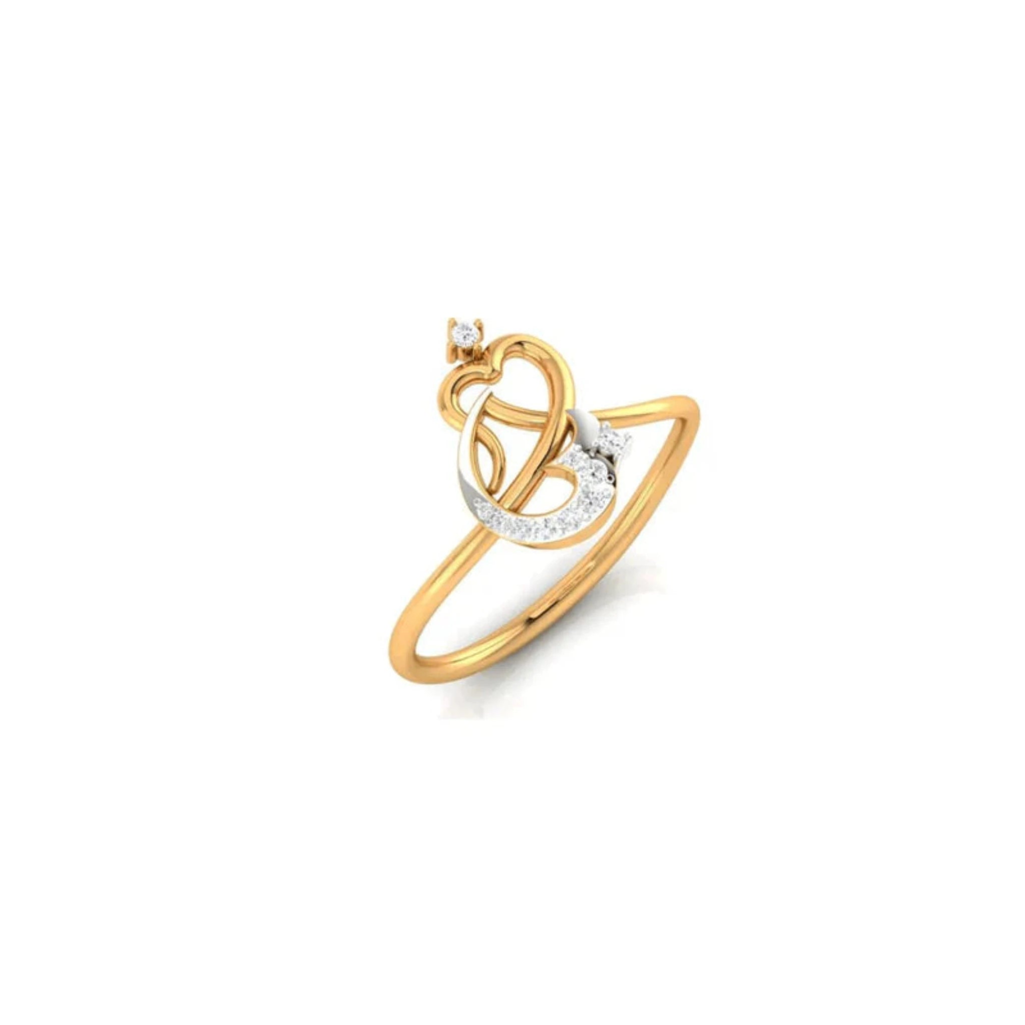 Yellow Gold Adjustable Silver Dual Heartstone Knot Stone-Studded Ring For Woman