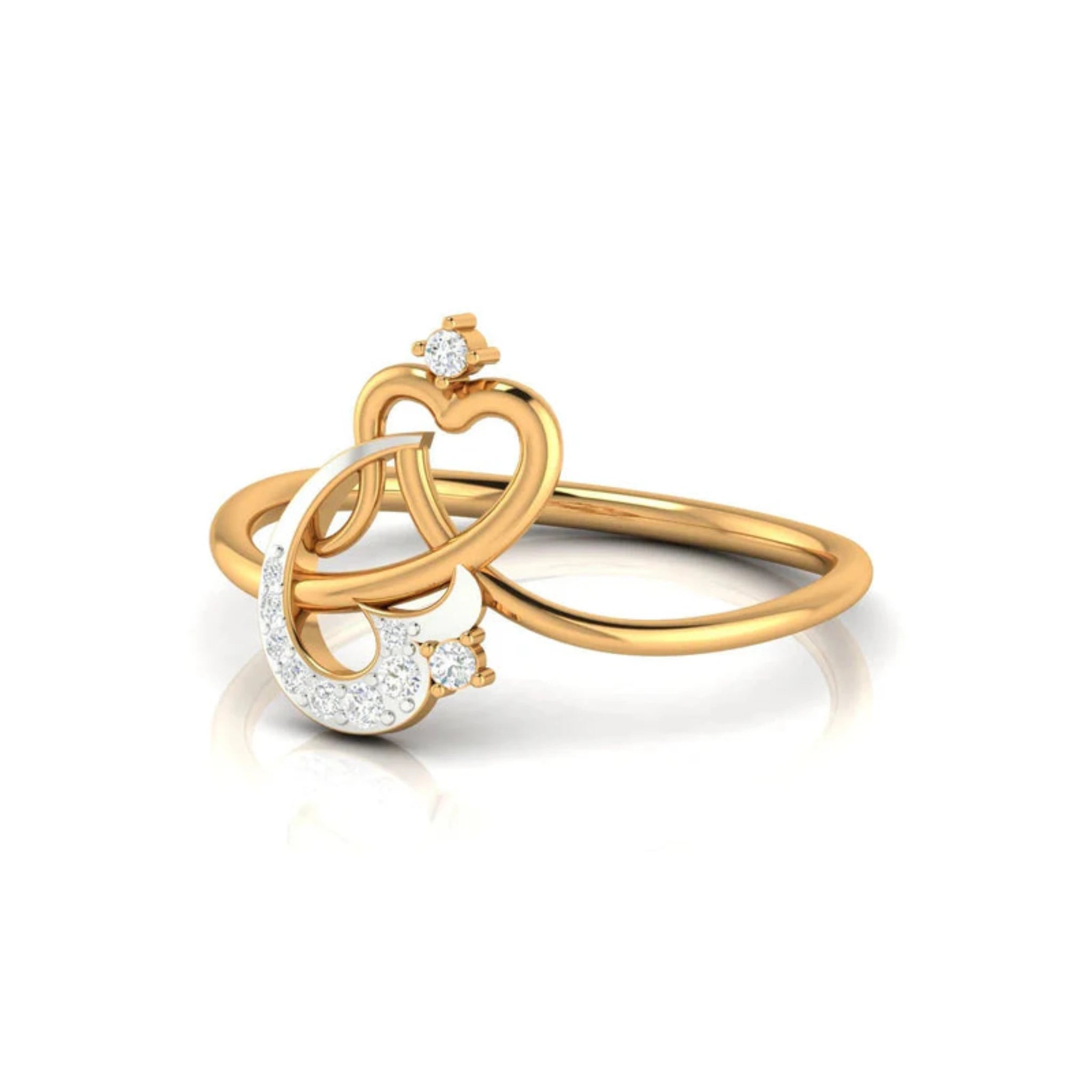 Yellow Gold Adjustable Silver Dual Heartstone Knot Stone-Studded Ring For Woman