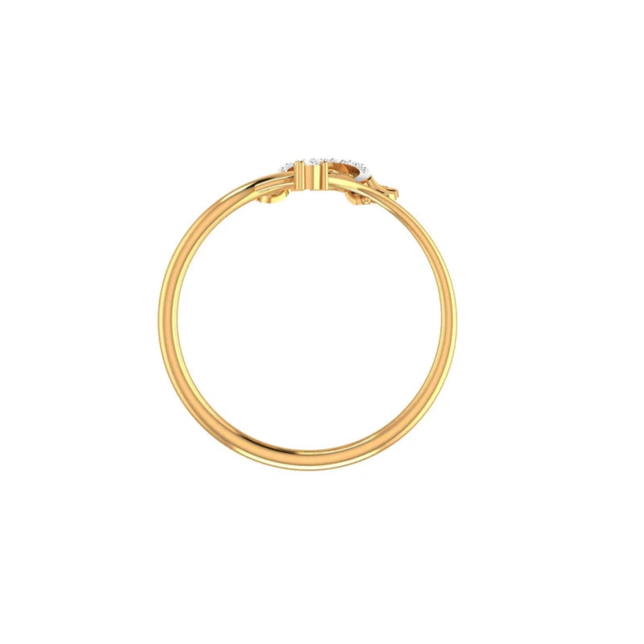 Yellow Gold Adjustable Silver Half-Floral Arc Infinity Loop Ring For Woman