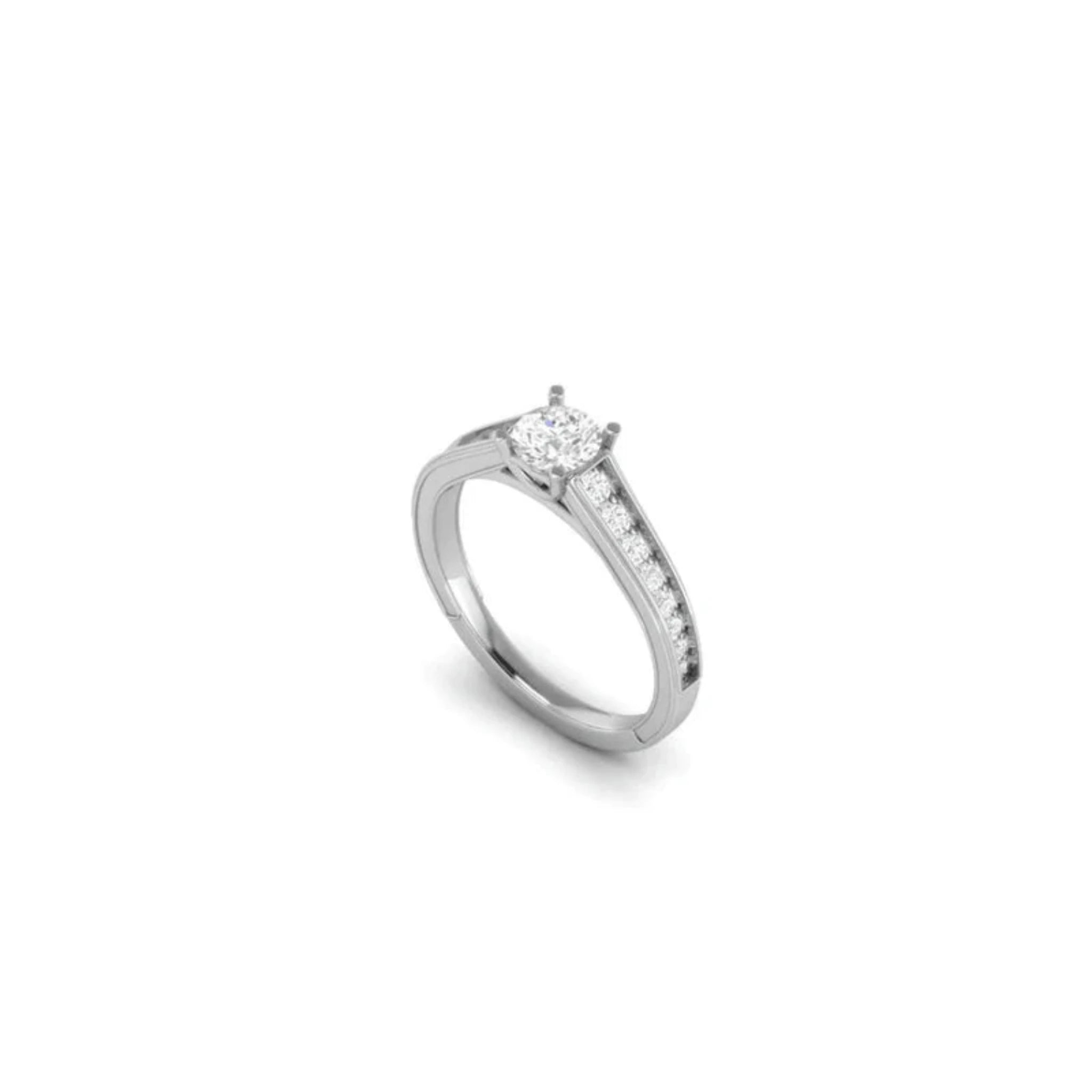 White Gold Adjustable Silver Shimmering Channel-Set Diamond Bridal Ring For Woman