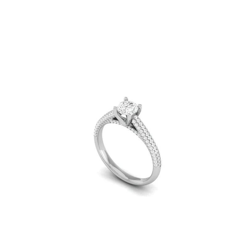 White Gold Adjustable Silver Solitaire Center Diamond Ring For Woman