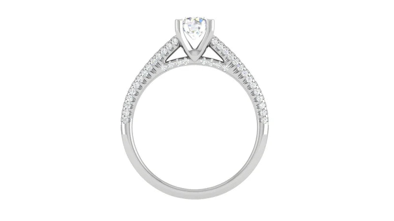 White Gold Adjustable Silver Solitaire Center Diamond Ring For Woman