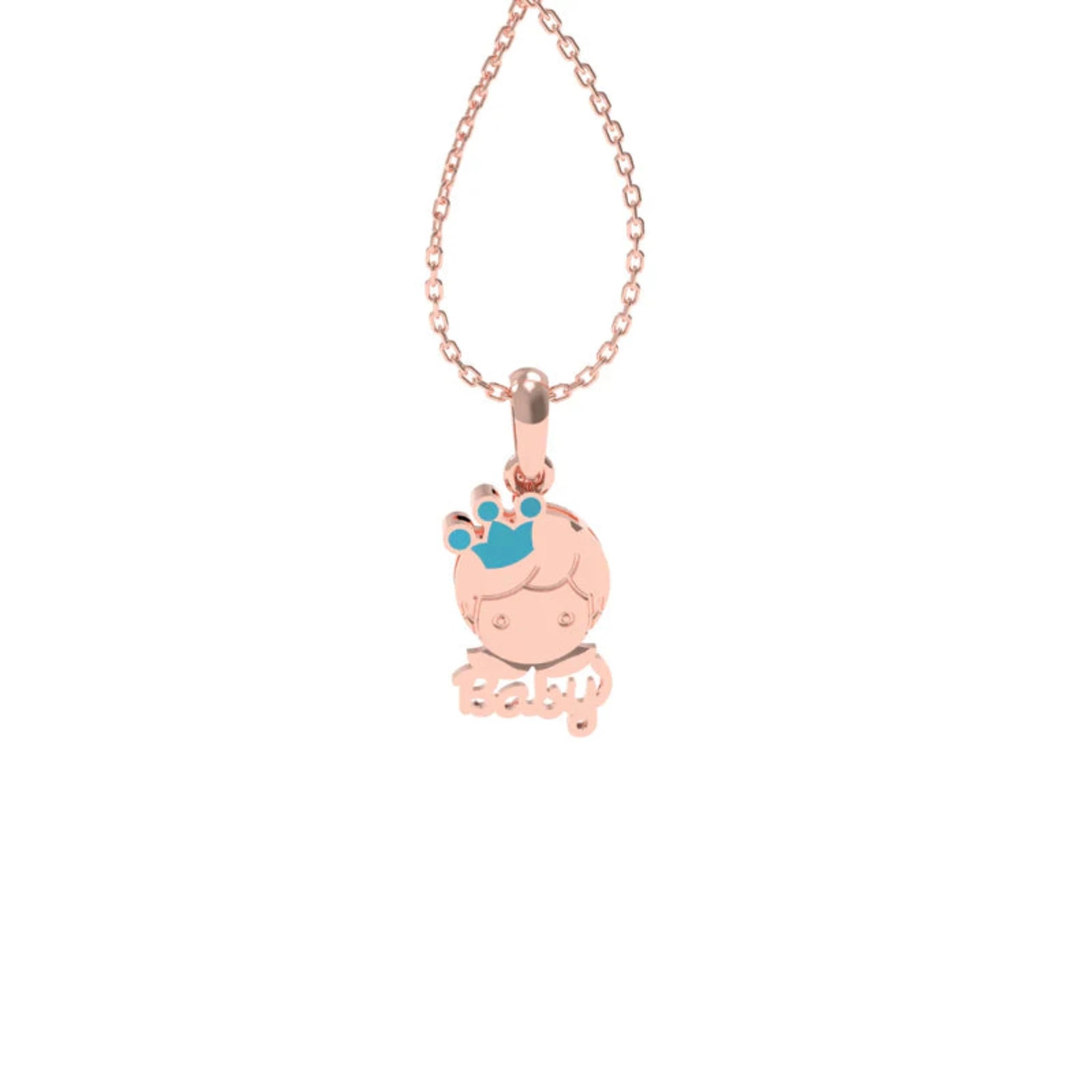 Silver Newborn Baby's Blissful Minimalist Child's Face Rose Gold Pendant For Kids