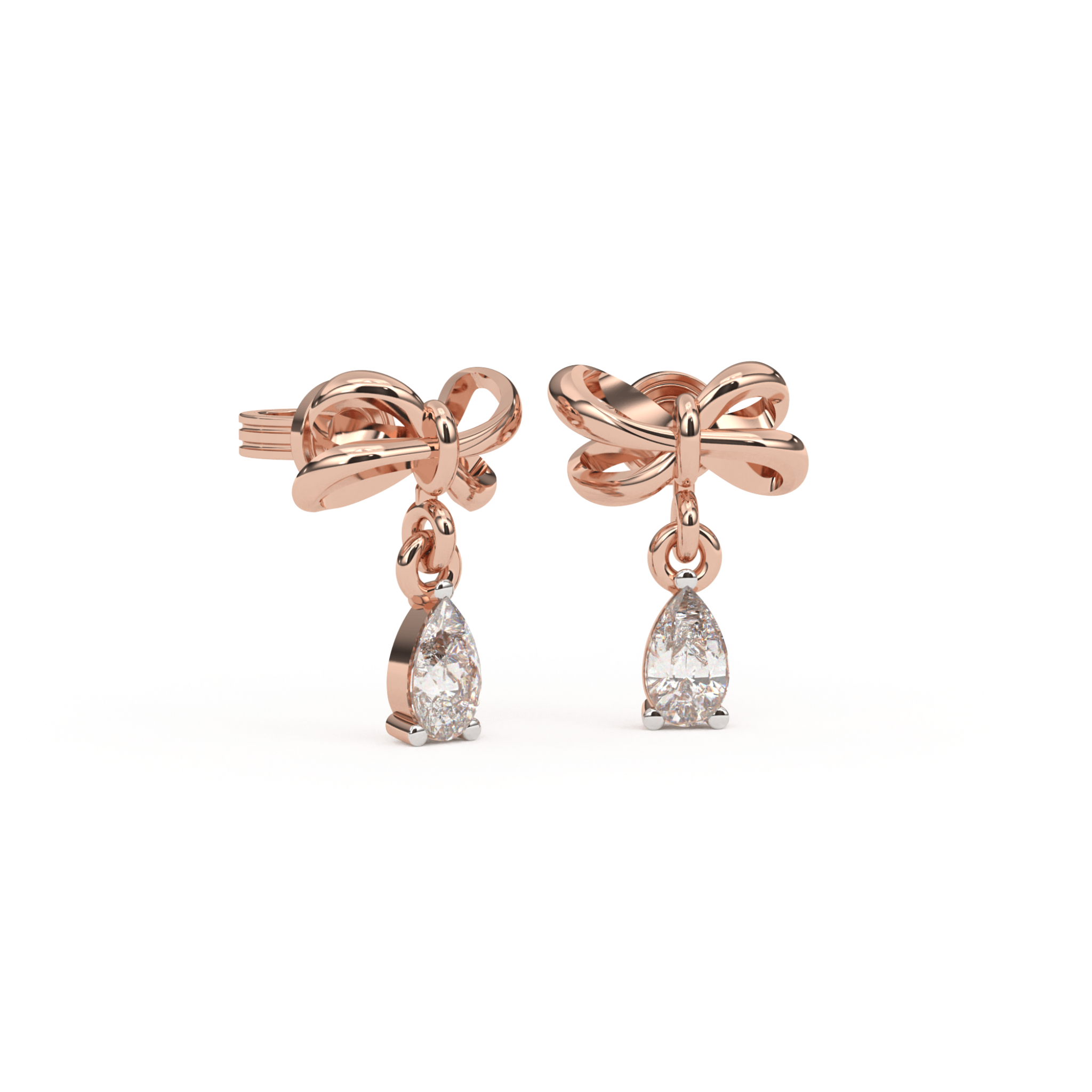 Elegant Bow Teardrop Silver Rose Gold Plated Earrings For Women