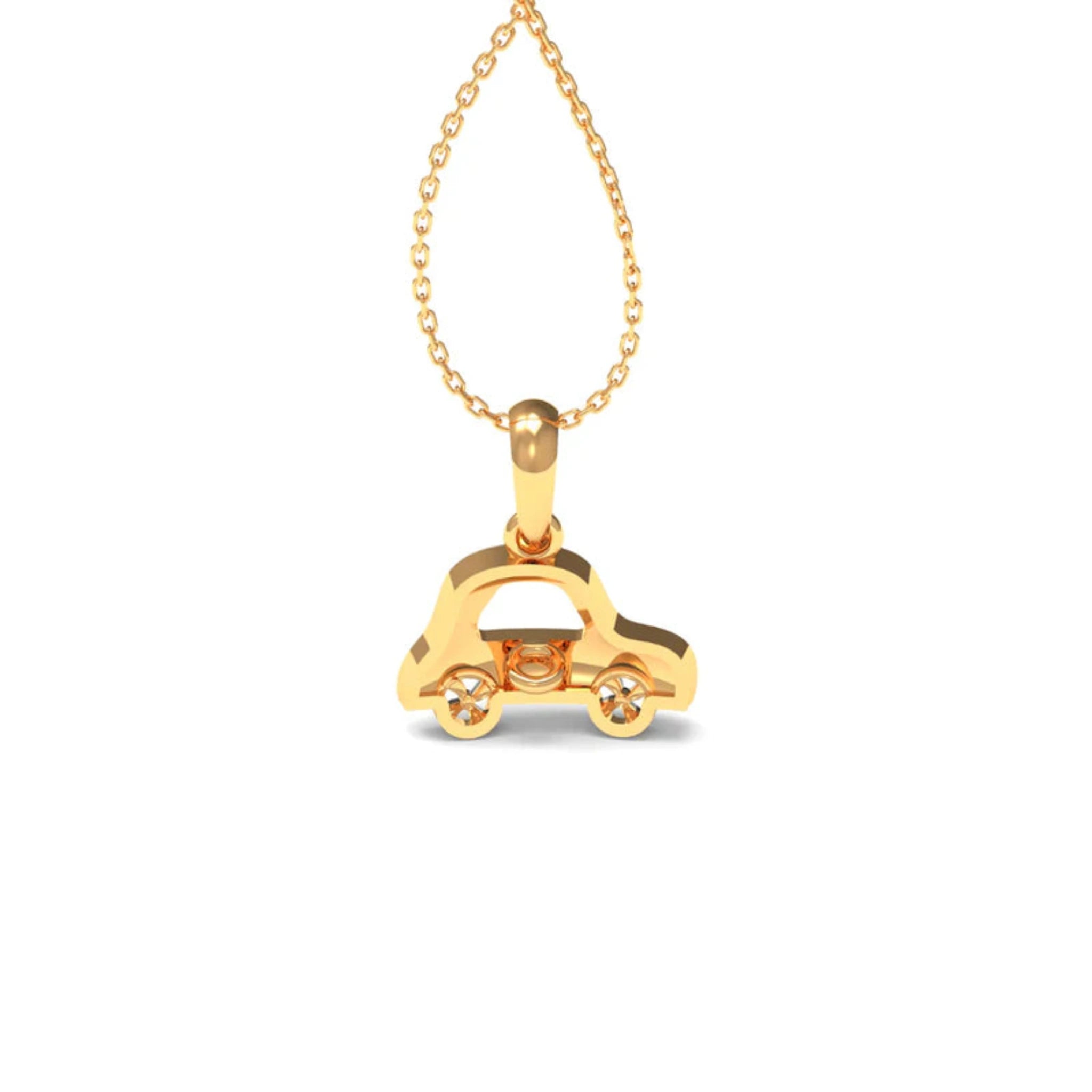 Mini Enamel Silver Yellow Gold Car-Shaped Pendant For Kids