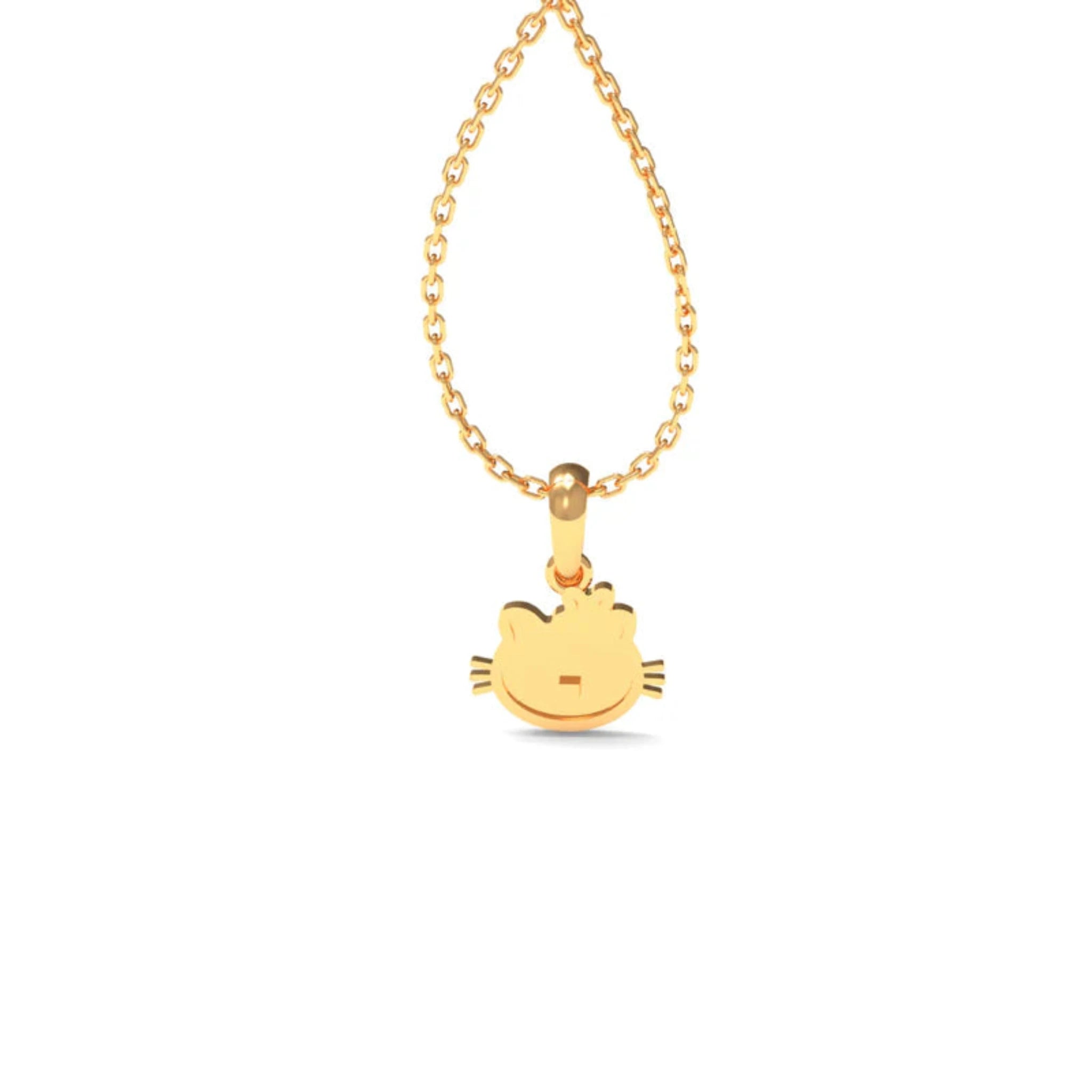 Petite Red Flower Silver Yellow Gold Cute Cartoon Cat Face Pendant For Kids