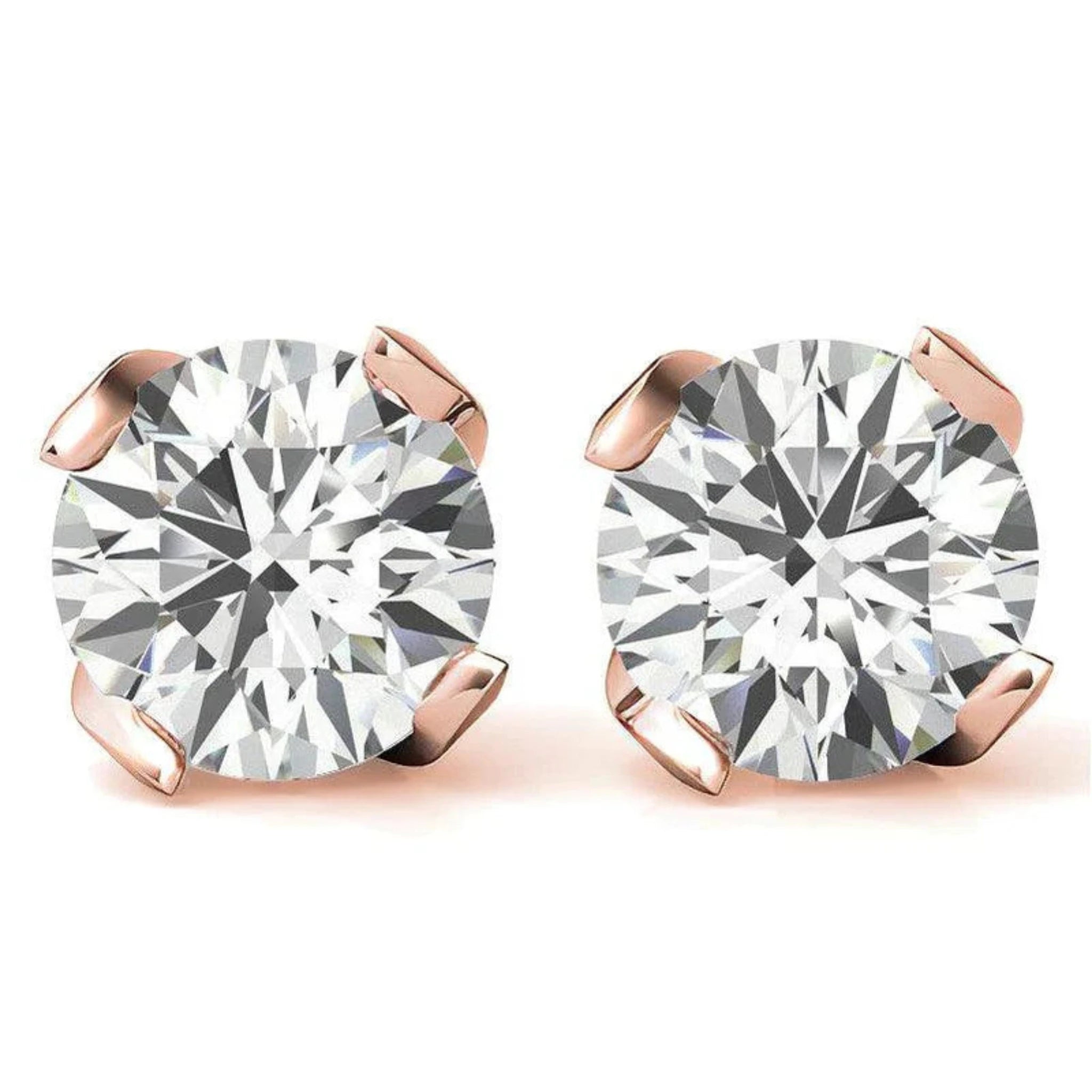 Luxurious Round-Cut Solitaire Studs Rose Gold Silver Brilliance Earring For Woman