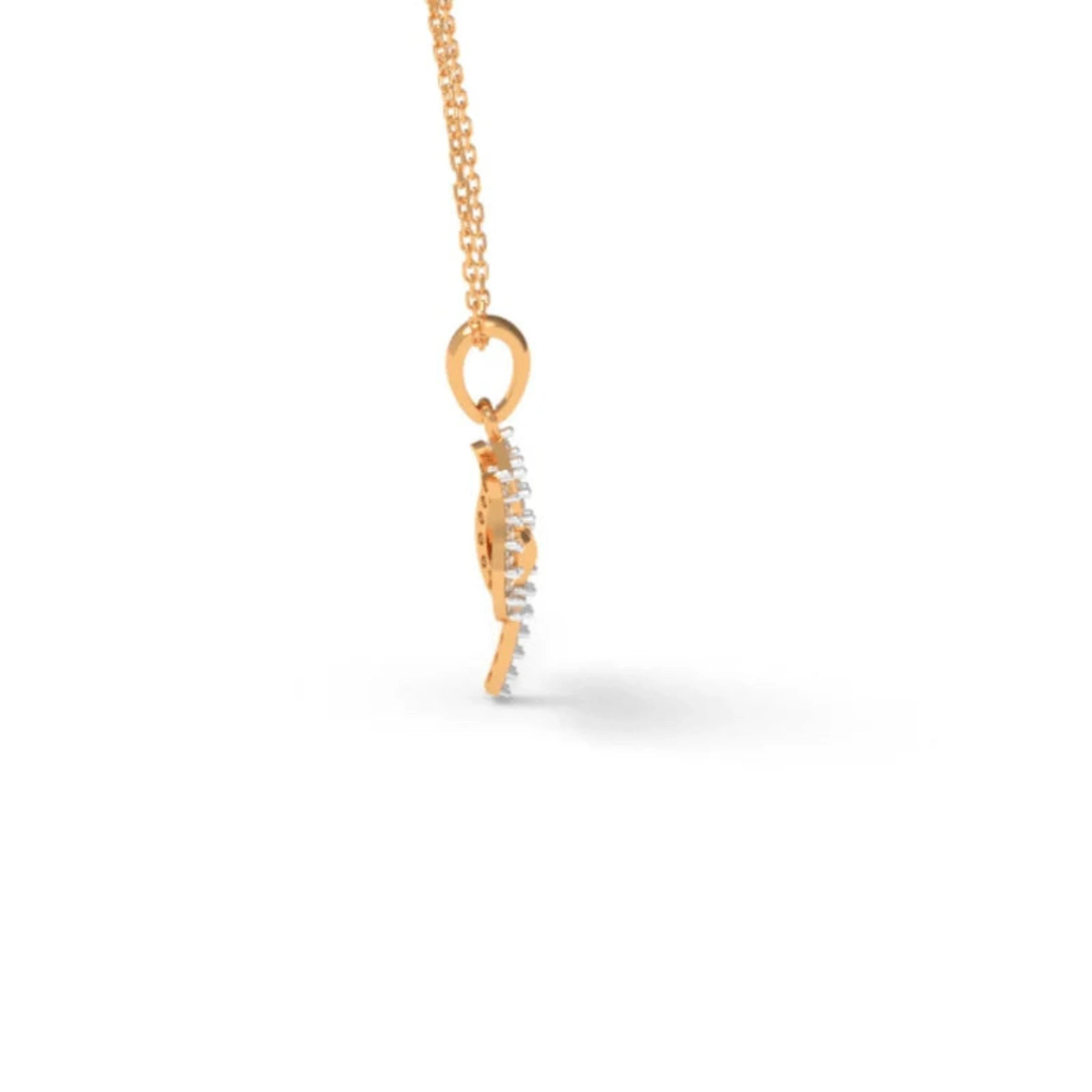 Delicate Diamond Silver Yellow Gold Trishul Pendant for Kids