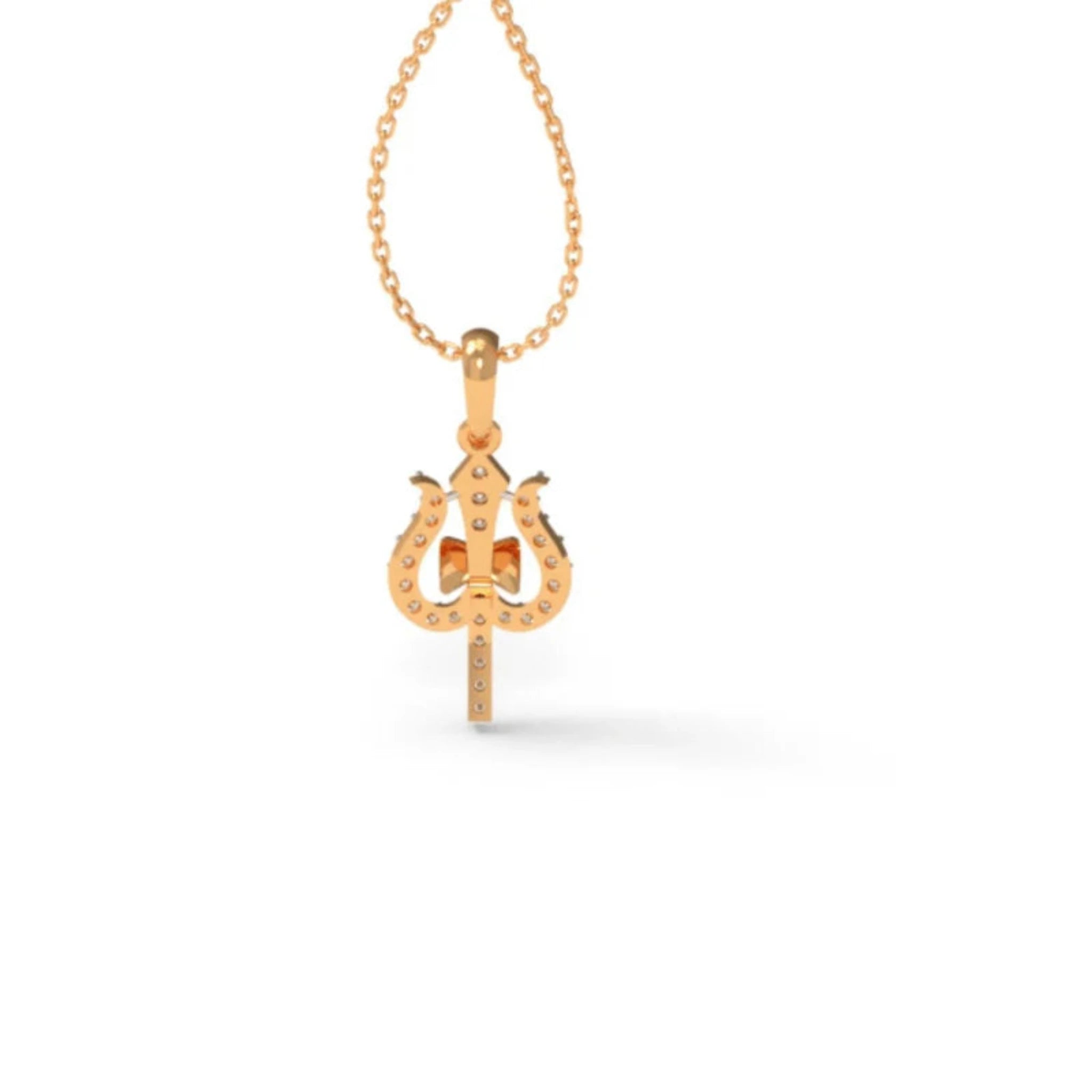 Delicate Diamond Silver Yellow Gold Trishul Pendant for Kids