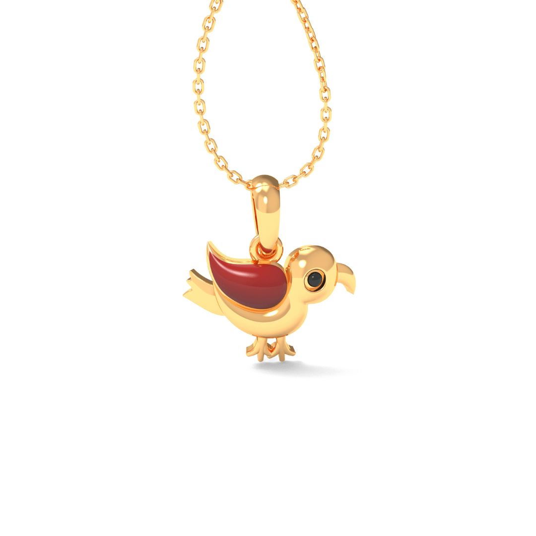 925 Sterling Gold Chirp Charm Kid's Pendant - Auory