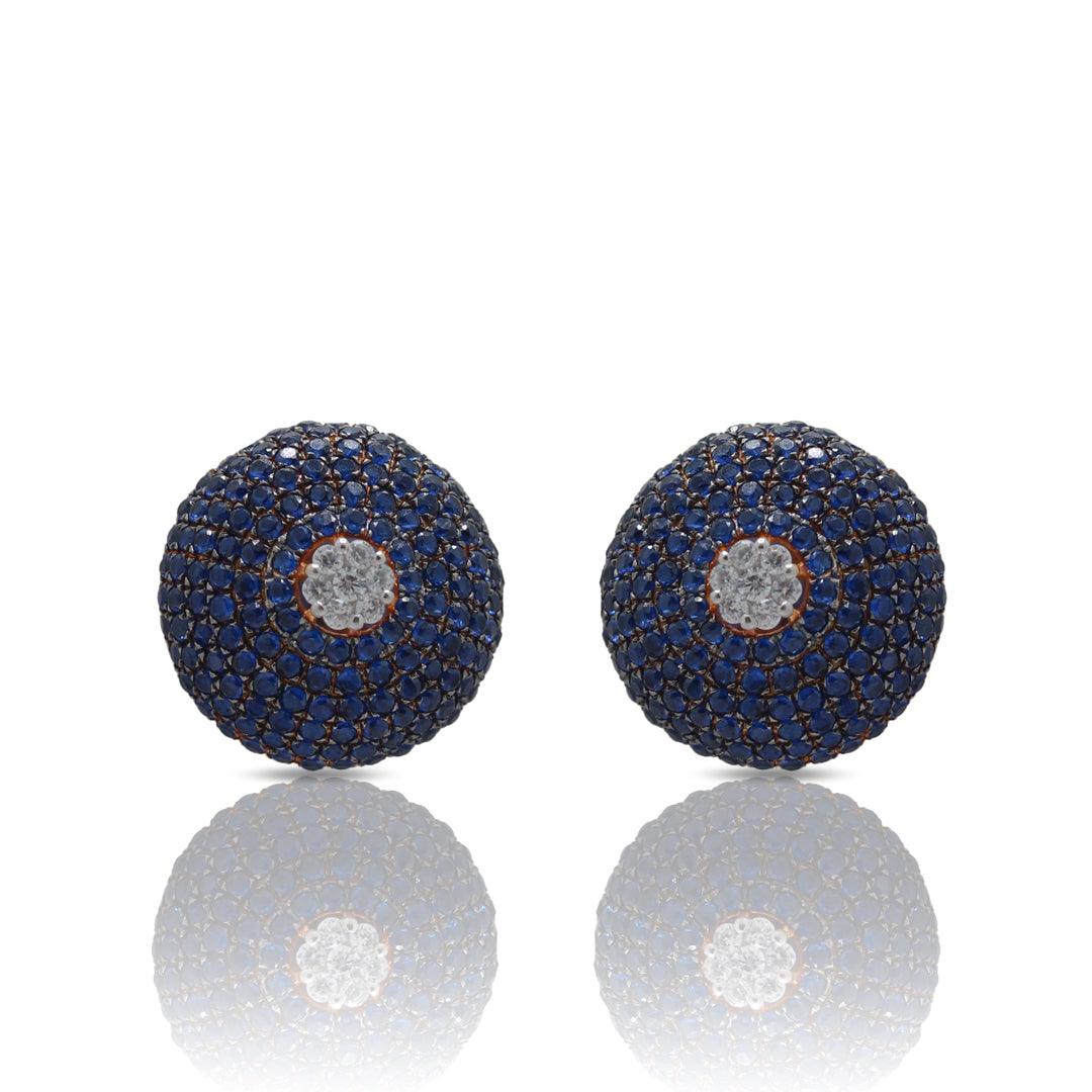 925 Sterling Silver Circular Elegance Blue Sapphire Earring - Auory