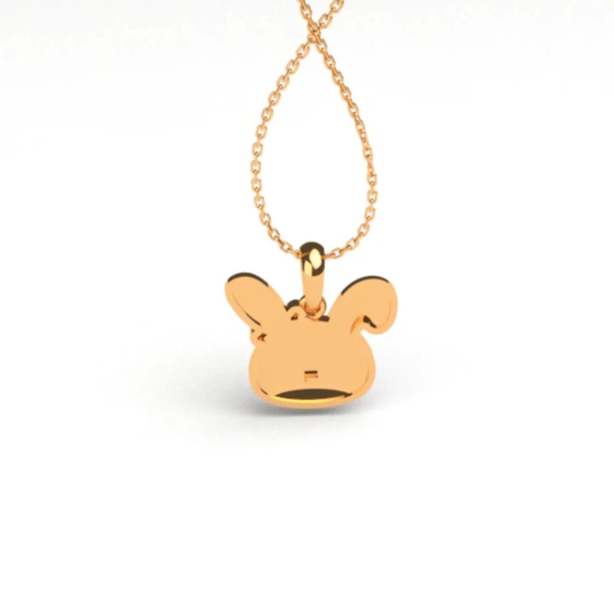 Silver Child Friendly Adorable Playful Bow Bunny Face Yellow Gold Pendant For Kids