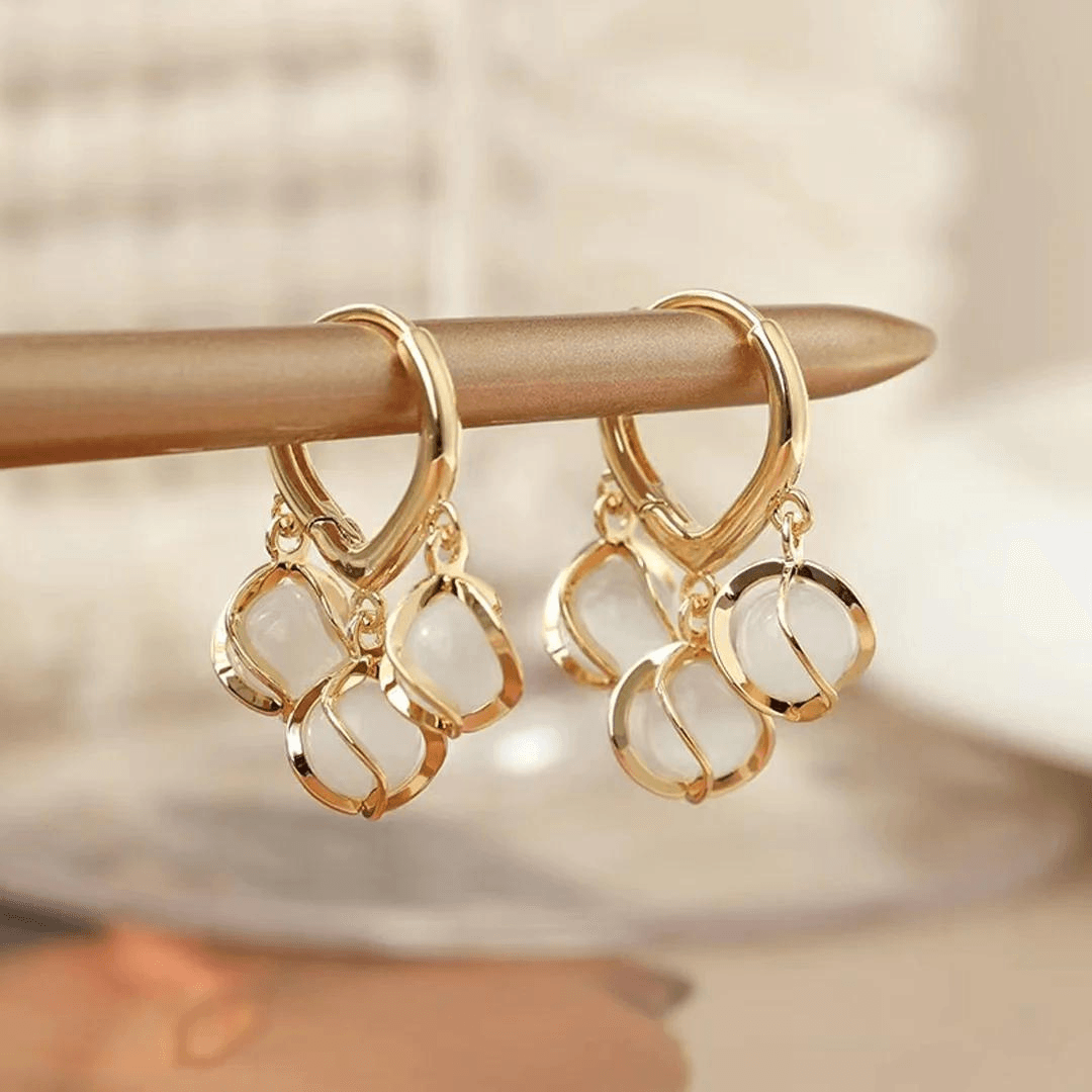 925 Sterling Silver Cultural Heritage Golden Finish East Asian Timeless Earrings - Auory